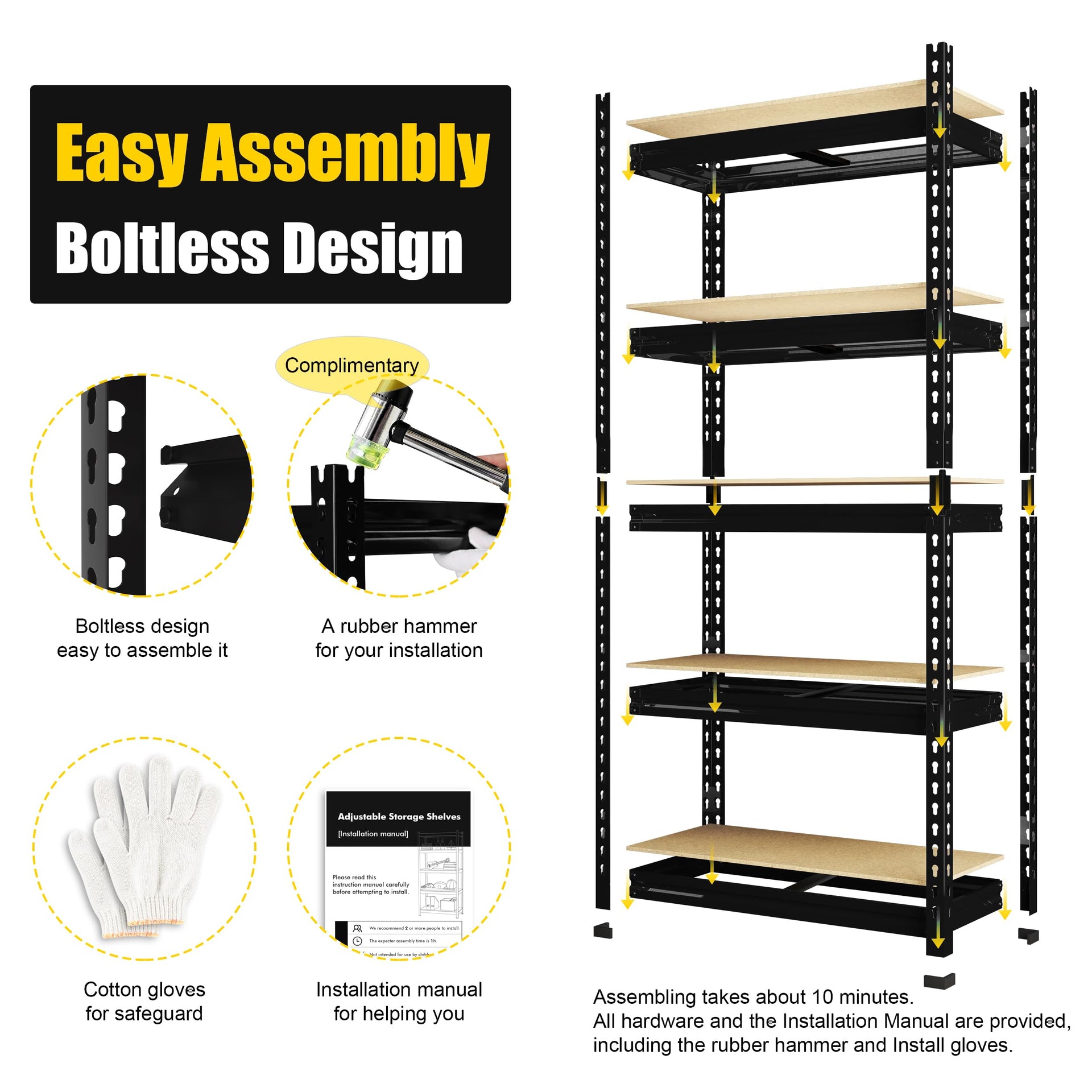 5 Tier Garage Storage Shelves (3 Count)