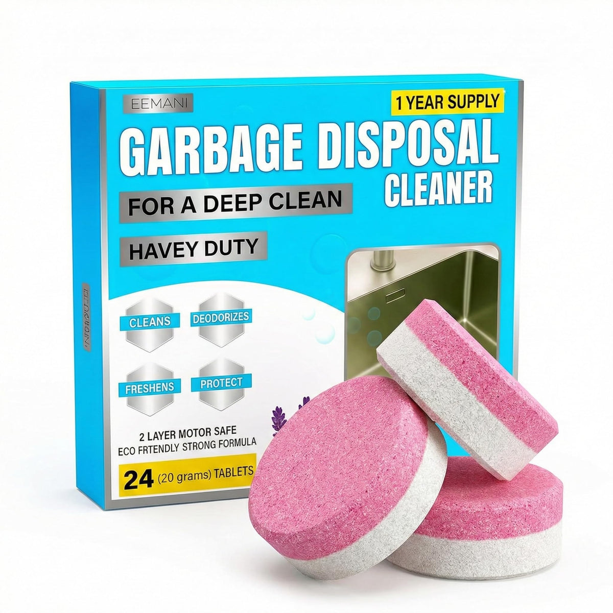 Garbage Disposal Cleaner Tablets 24 Pack (24 Count)