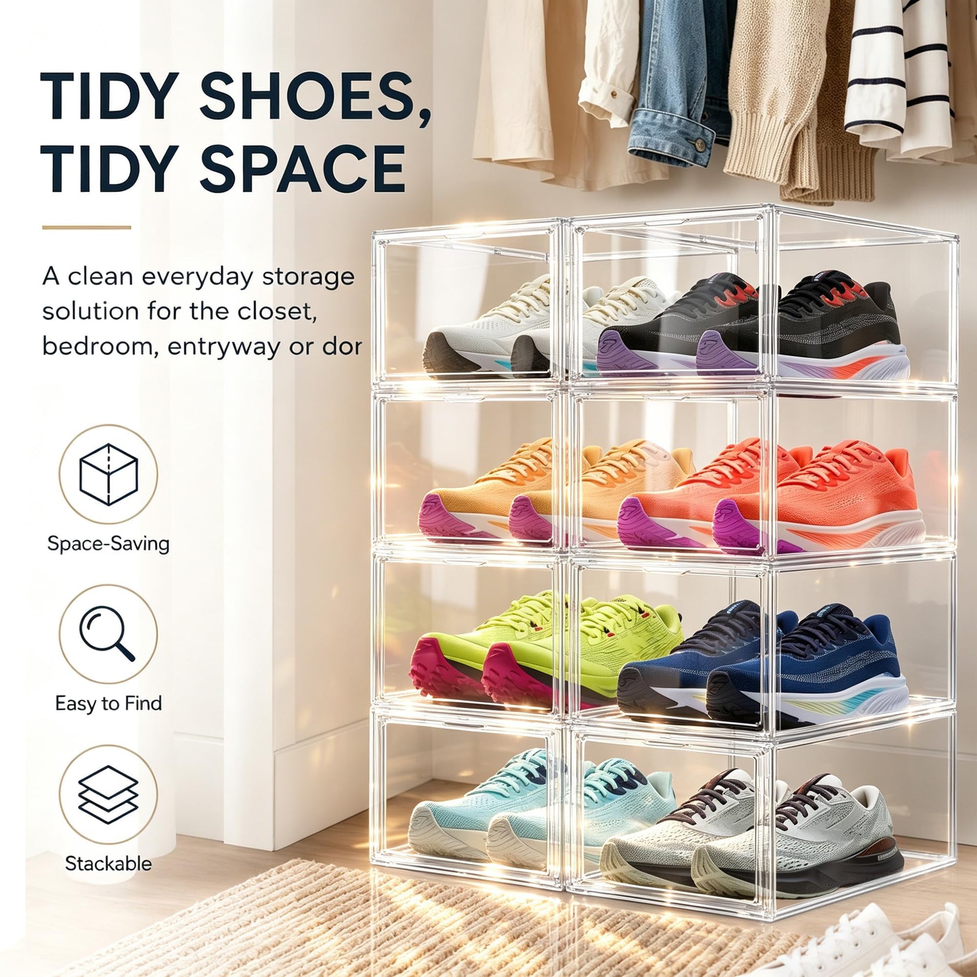 2 Pack Clear Acrylic Shoe Boxes Fit Size 12 (2 Count)