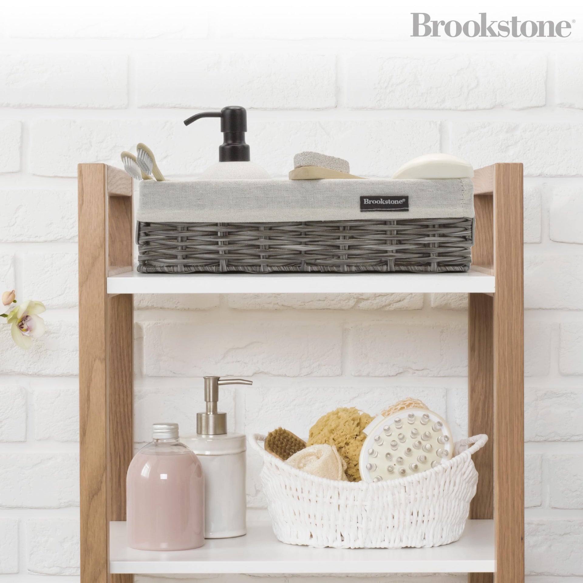 Wicker Shelf Storage Basket Decorative Shelf Bin (2 Count)