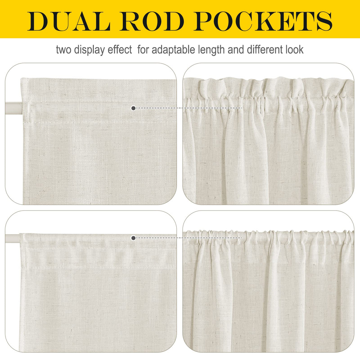 Linen Sheer Door Curtain Panel for French Front Window Glass