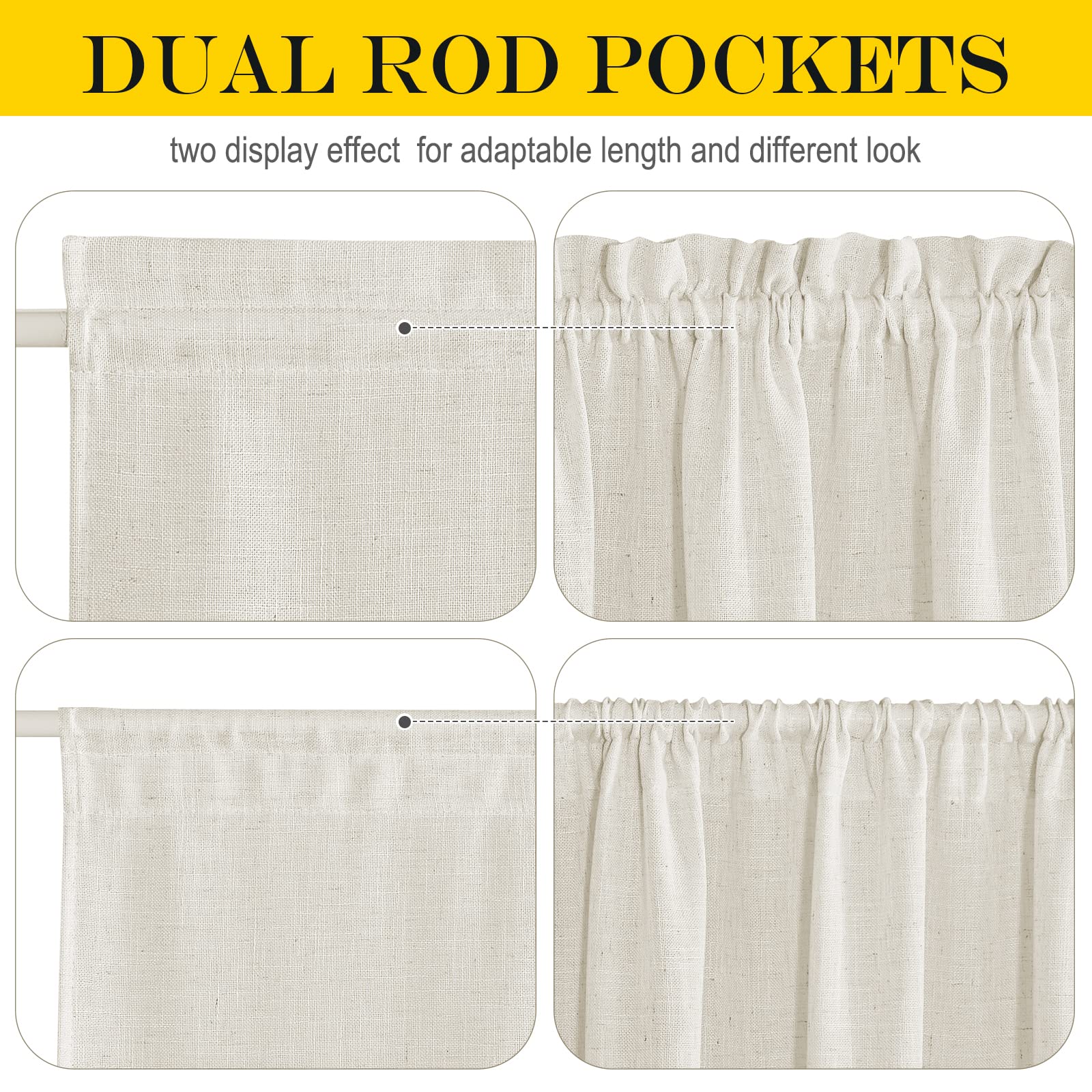 Linen Sheer Door Curtains for Kitchen Front Door
