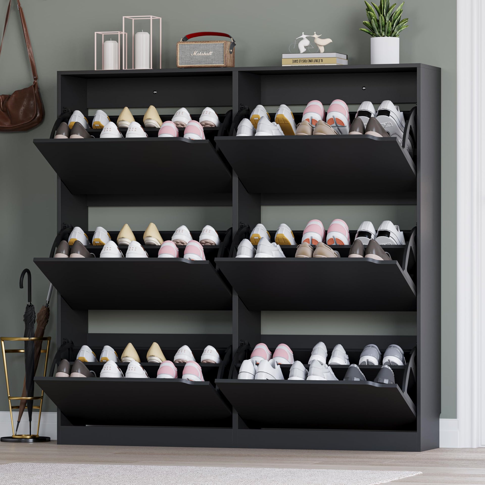 Shoe Cabinet with 6 Flip Drawers