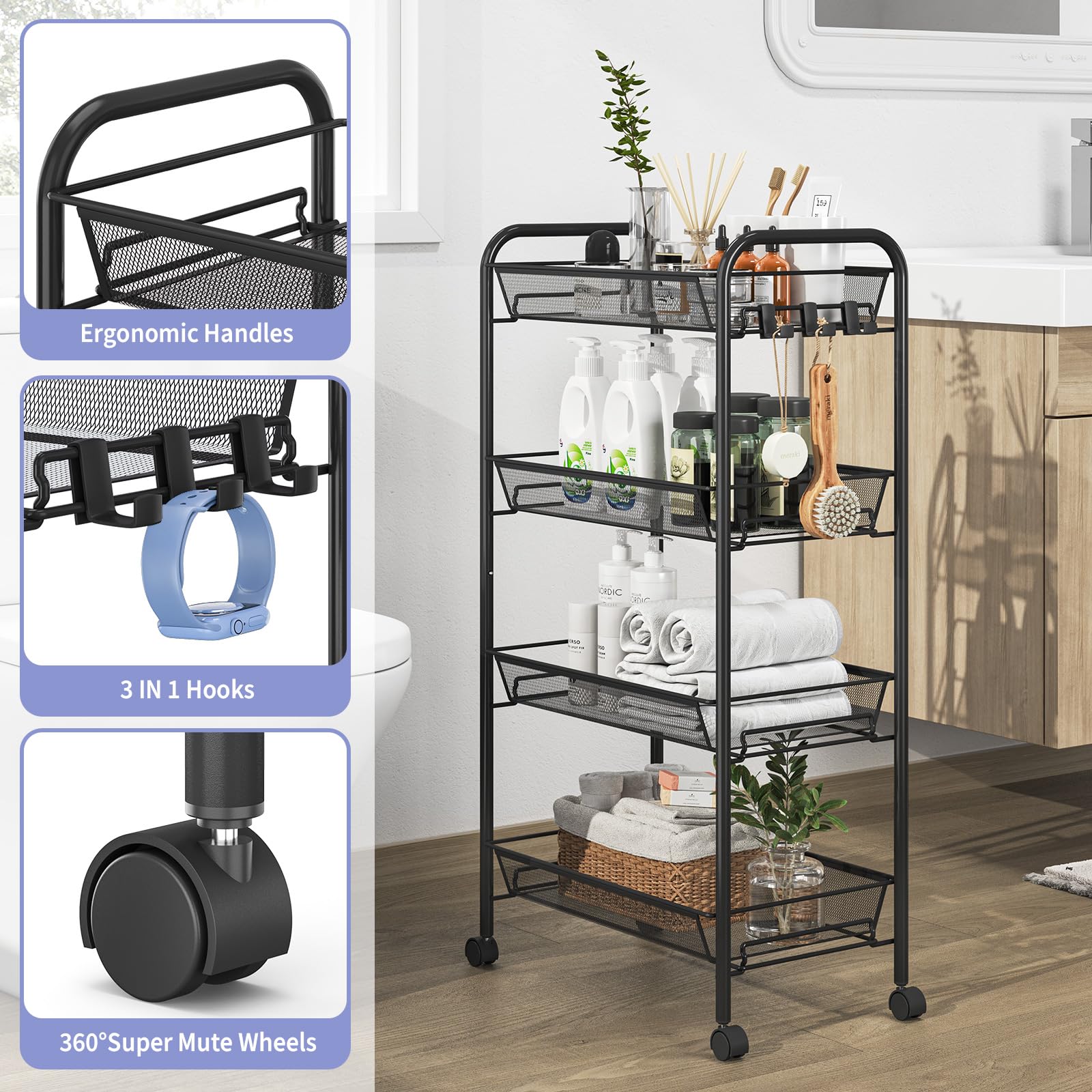 4 Tier Rolling Cart (4 Count)