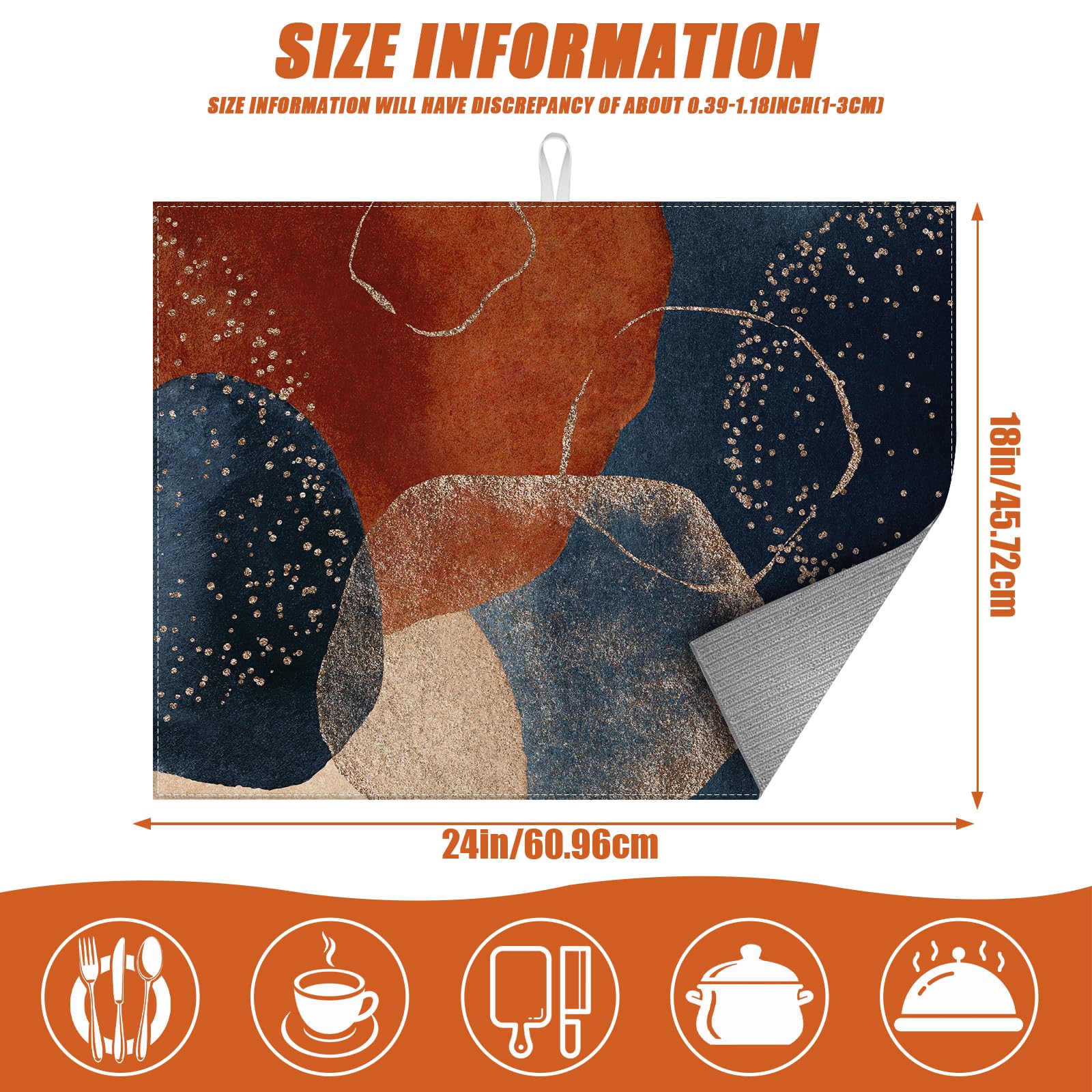 Abstract Stones Art Dish Drying Mat for Kitchen Counter Microfiber Absorbent Dish Kitchen Drying Mat Draining Reusable Washable for Dishes