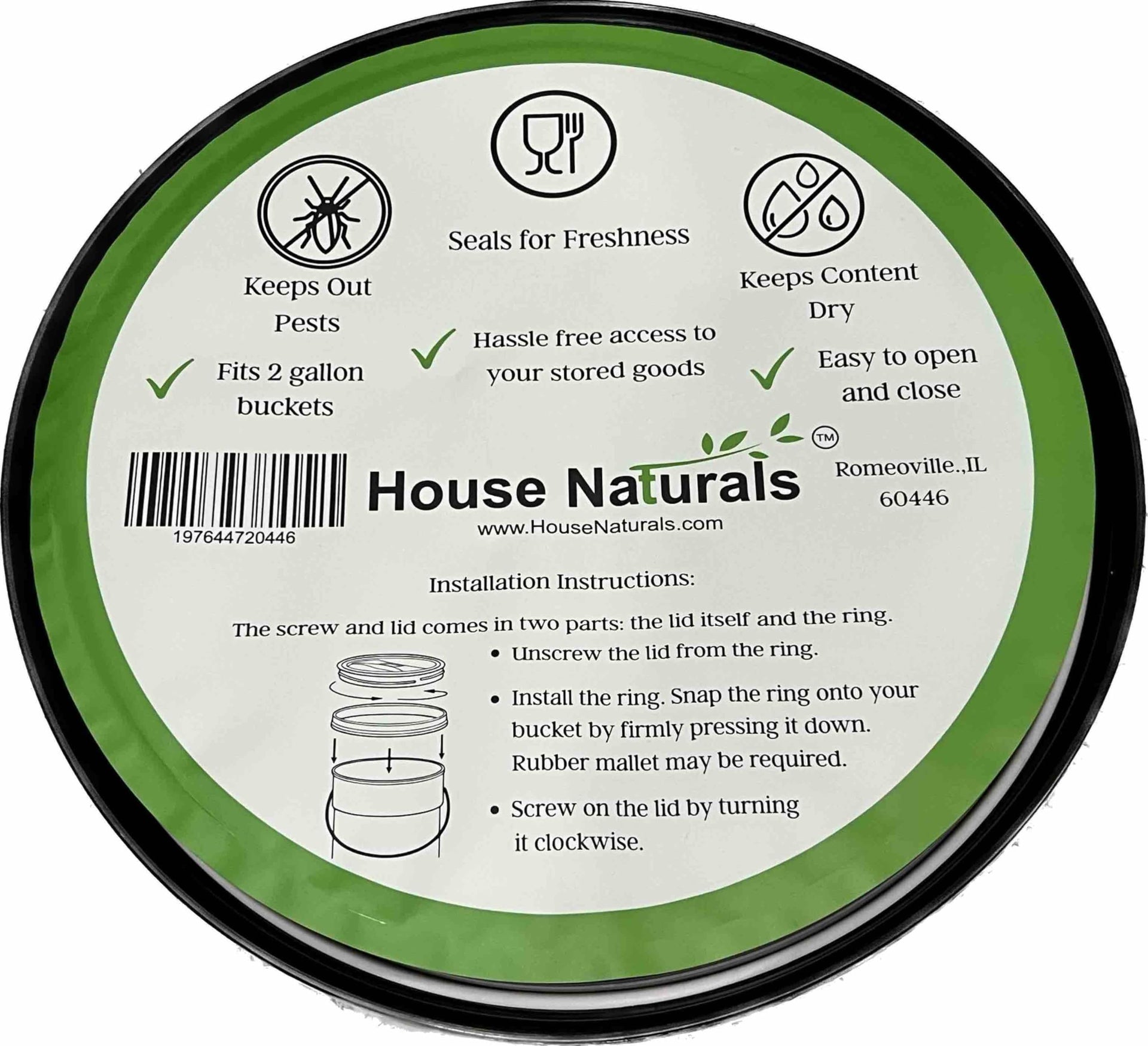 2 Gallon Food Grade BPA Free Bucket Container with Screw on White Lid (2 Count)