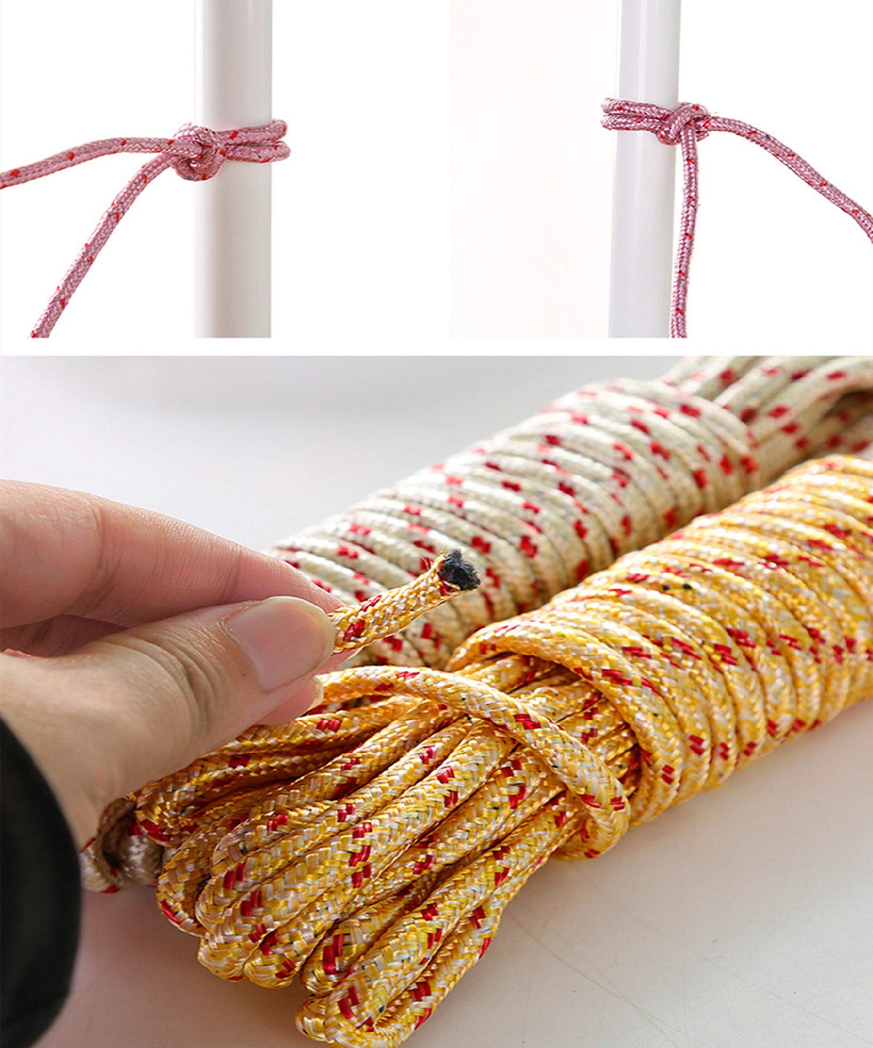 10M Heavy Duty Laundry Drying Clothesline Rope Portable Travel Nylon Cord Sturdy Clothes Line for Outdoor (65.6 Foot)