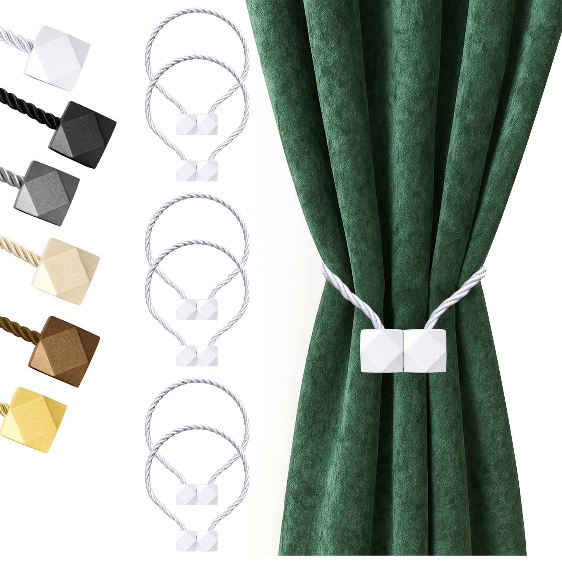 Magnetic Curtain Tiebacks White 6pcs (6 Count)
