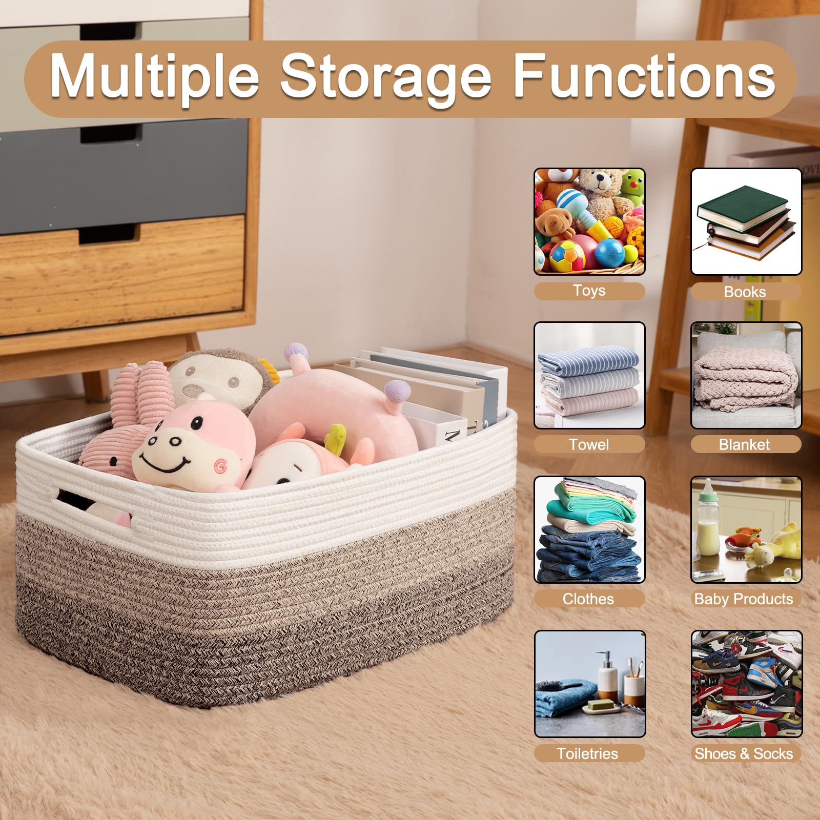 Large Storage Basket for Organizing (2 Count)