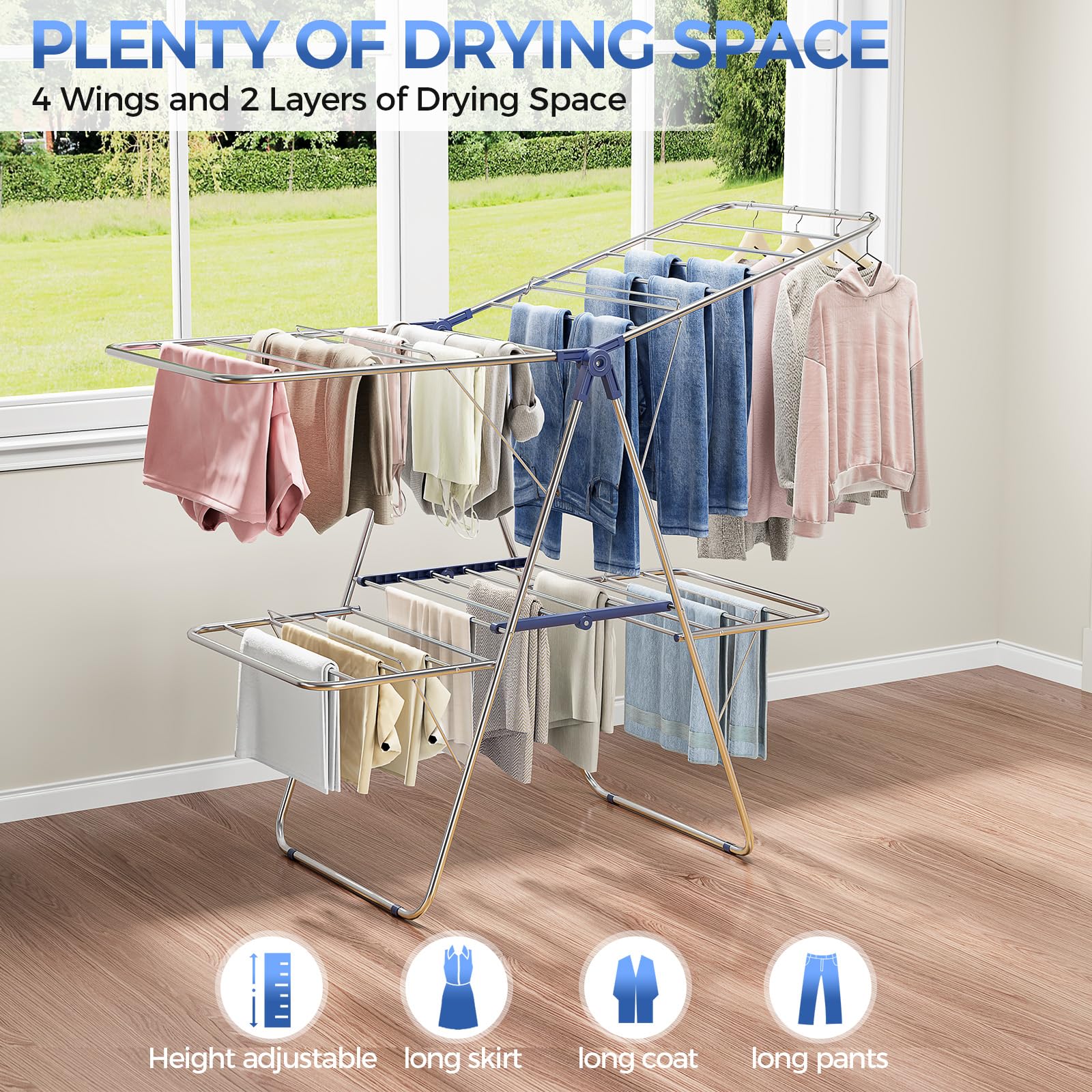 Large Stainless Steel Clothes Drying Rack