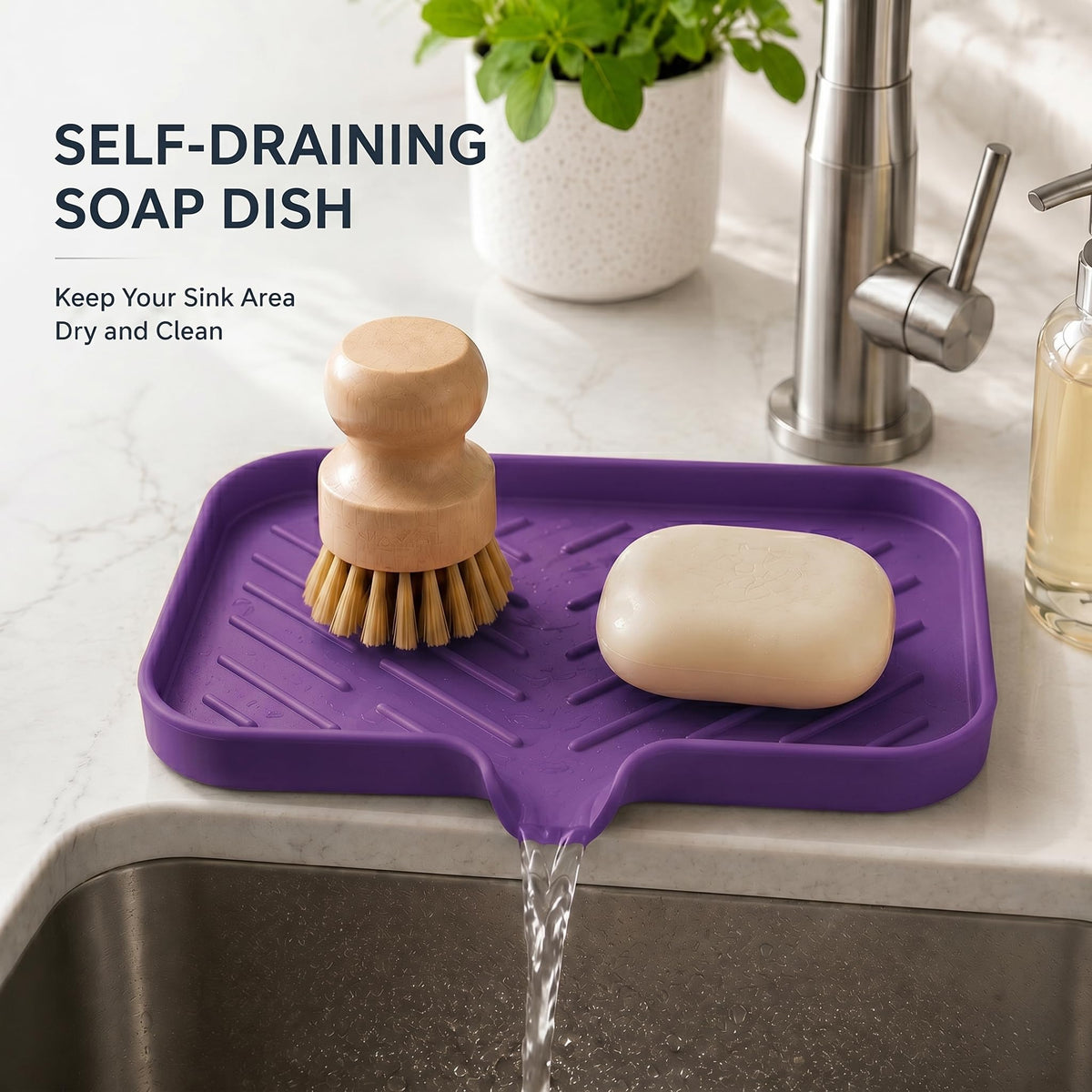 Silicone Soap Dish with Drain Spout