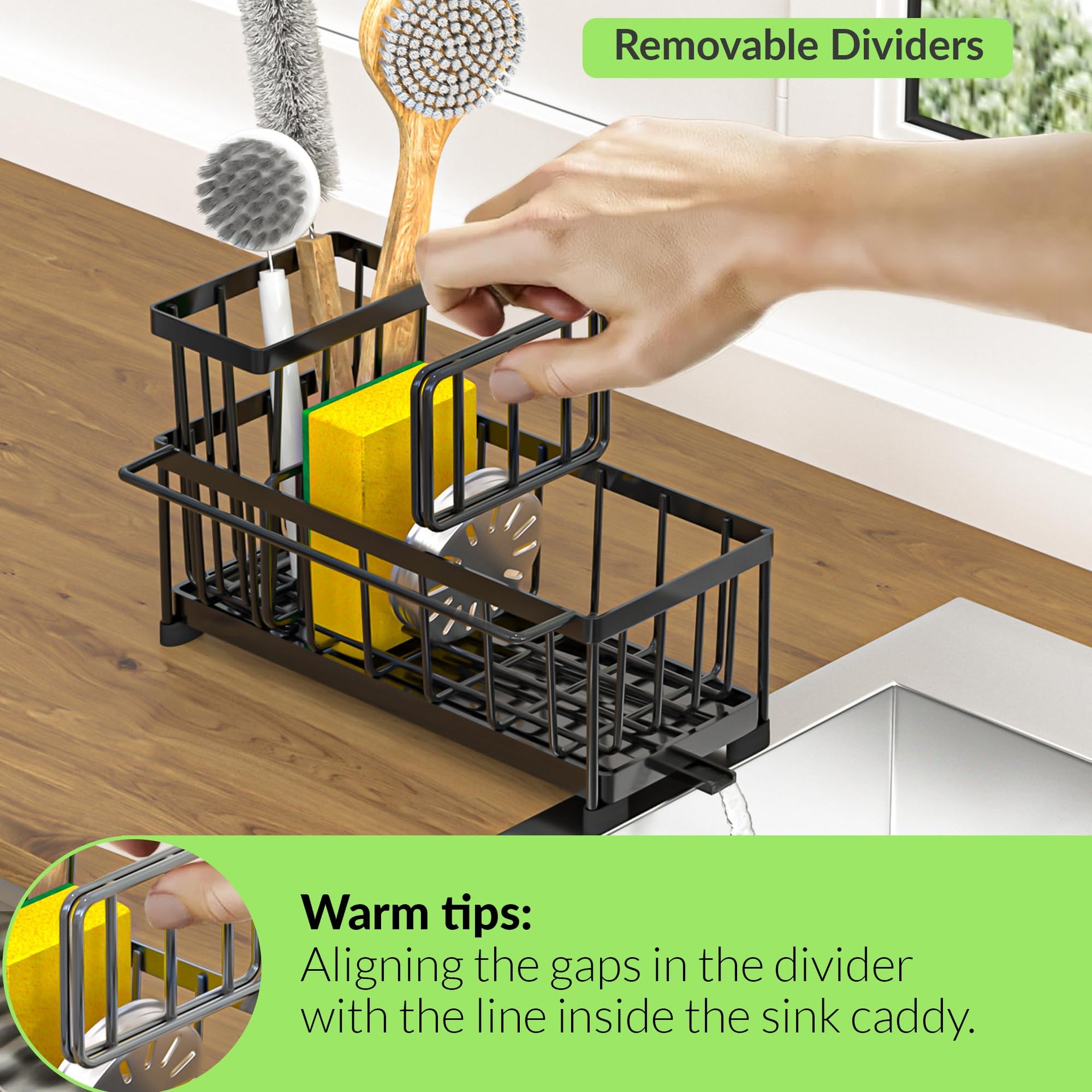 Black Sponge Holder for Kitchen Sink