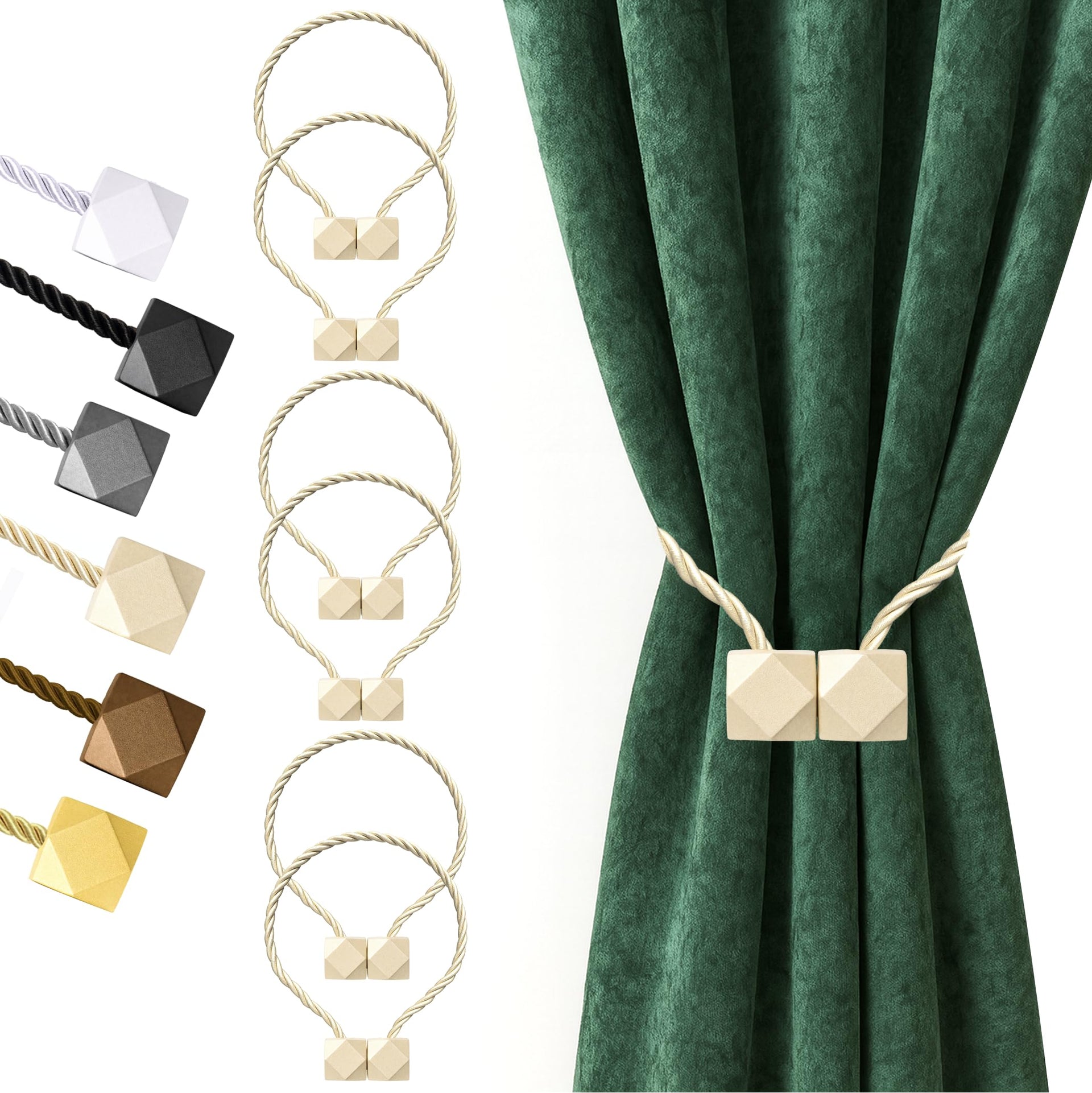 Magnetic Curtain Tiebacks Beige 6pcs (6 Count)