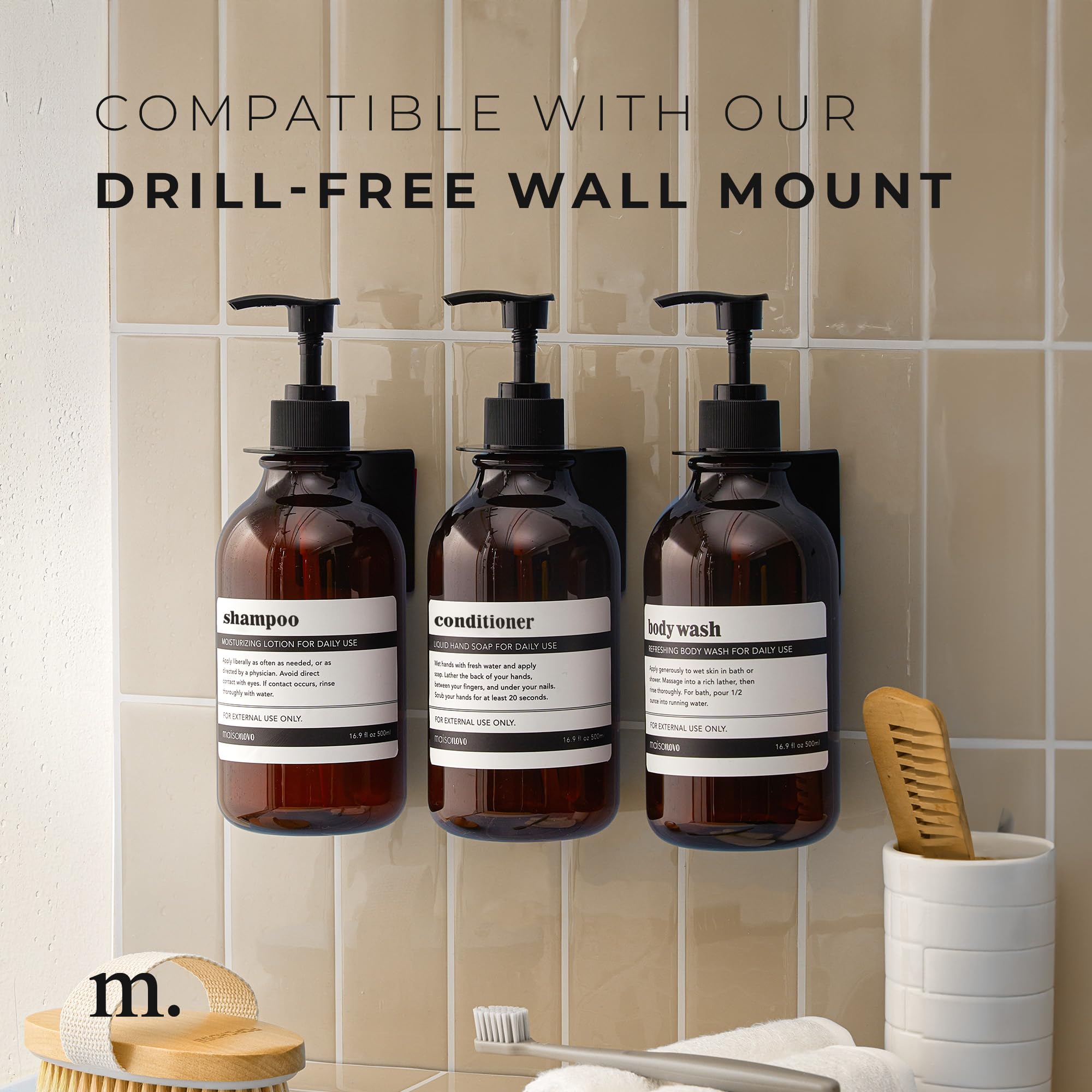 Refillable Shampoo and Conditioner Bottles (3 Count)
