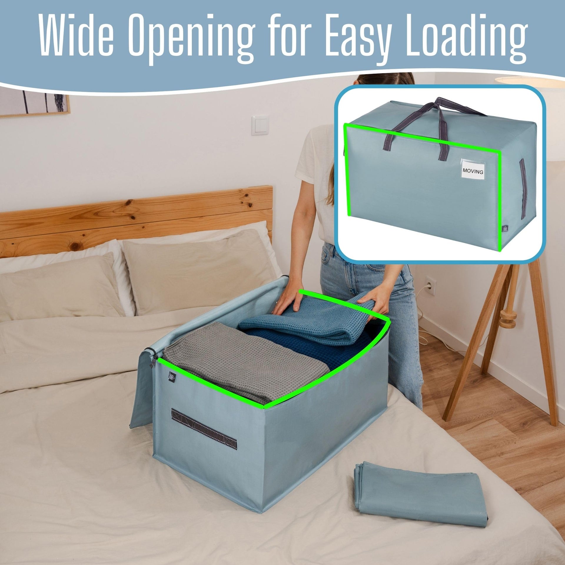 4 Pack Extra Large Heavy Duty Moving Bags with Wide Opening & Reinforced Handles (4 Count)