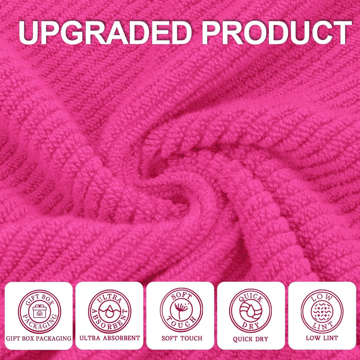Hot Pink Bath Towels 4PC
