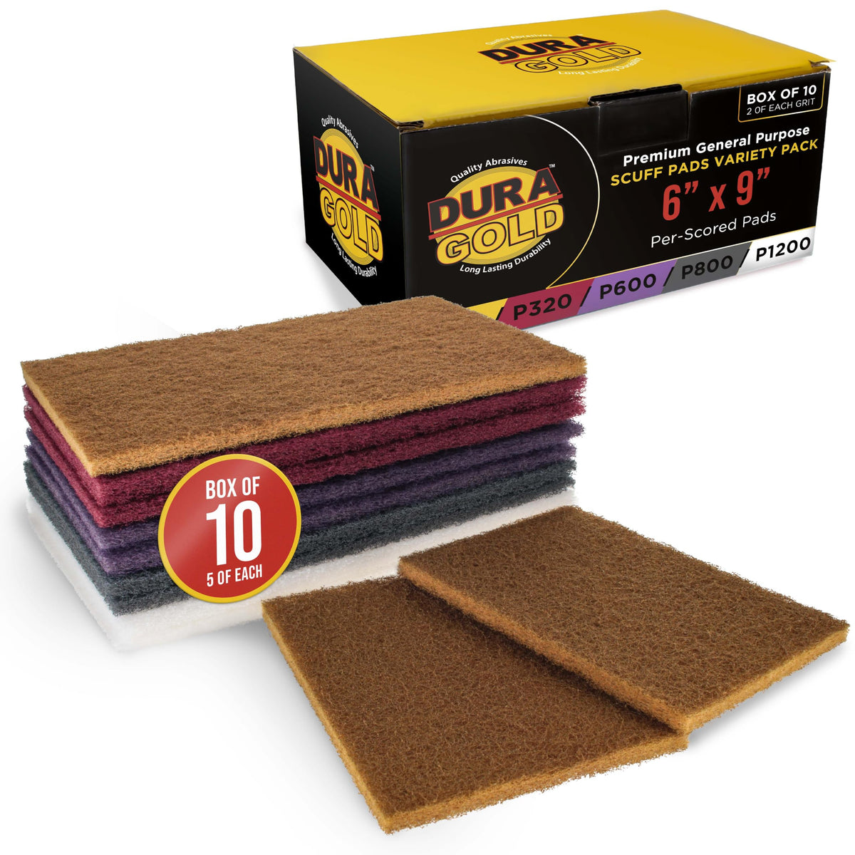 Premium 6" x 9" 10 Scuff Pad Variety Pack (10 Count)
