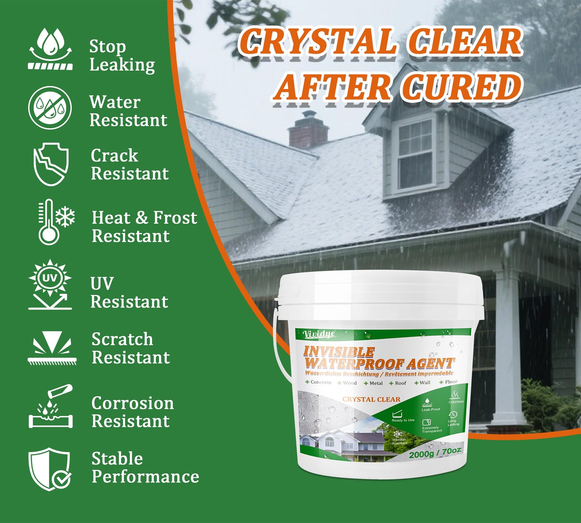 Transparent Waterproof Sealant for Repairing Leaks 70oz (70.5479 Ounce)