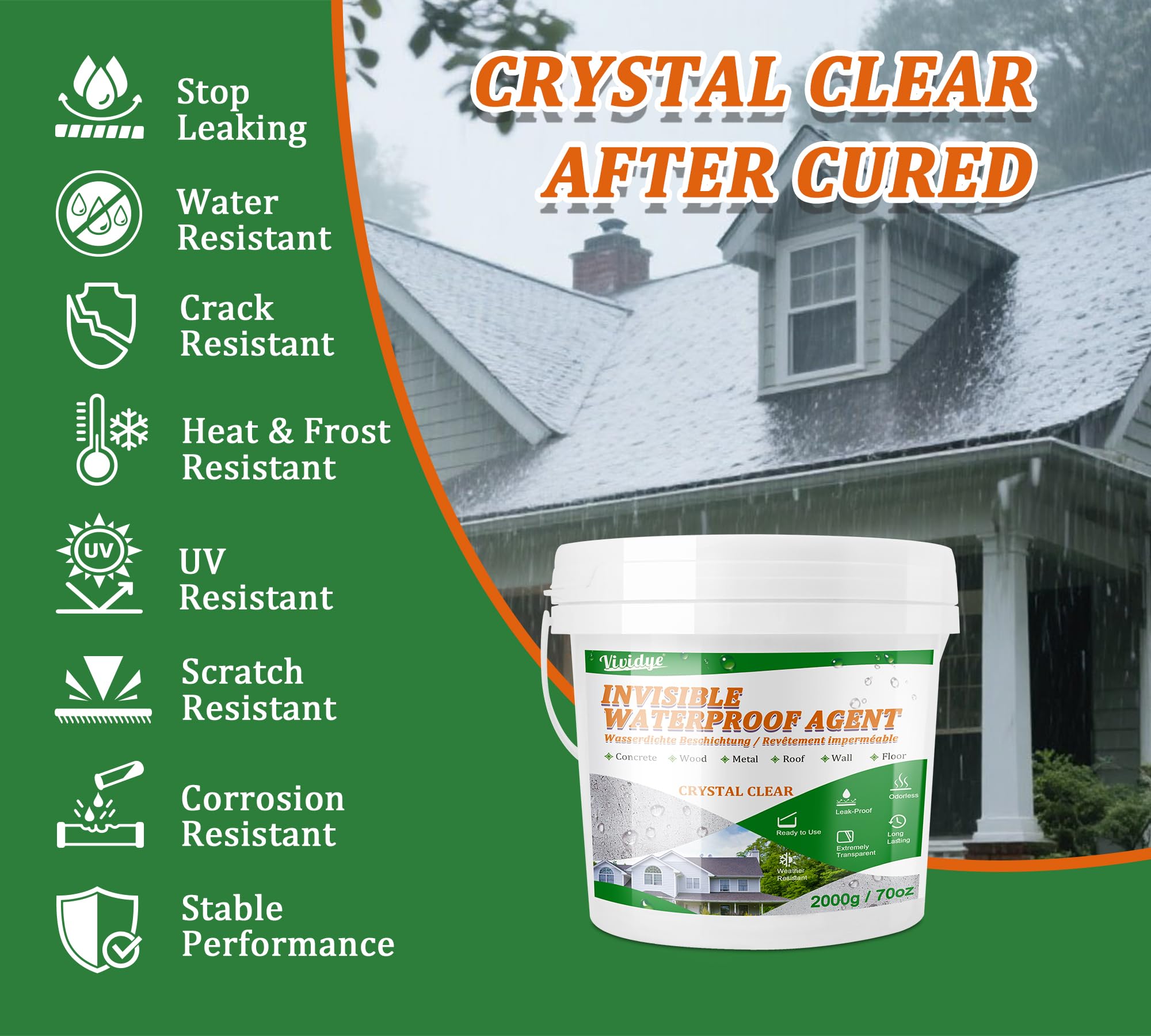 Transparent Waterproof Sealant for Repairing Leaks 70oz (70.5479 Ounce)