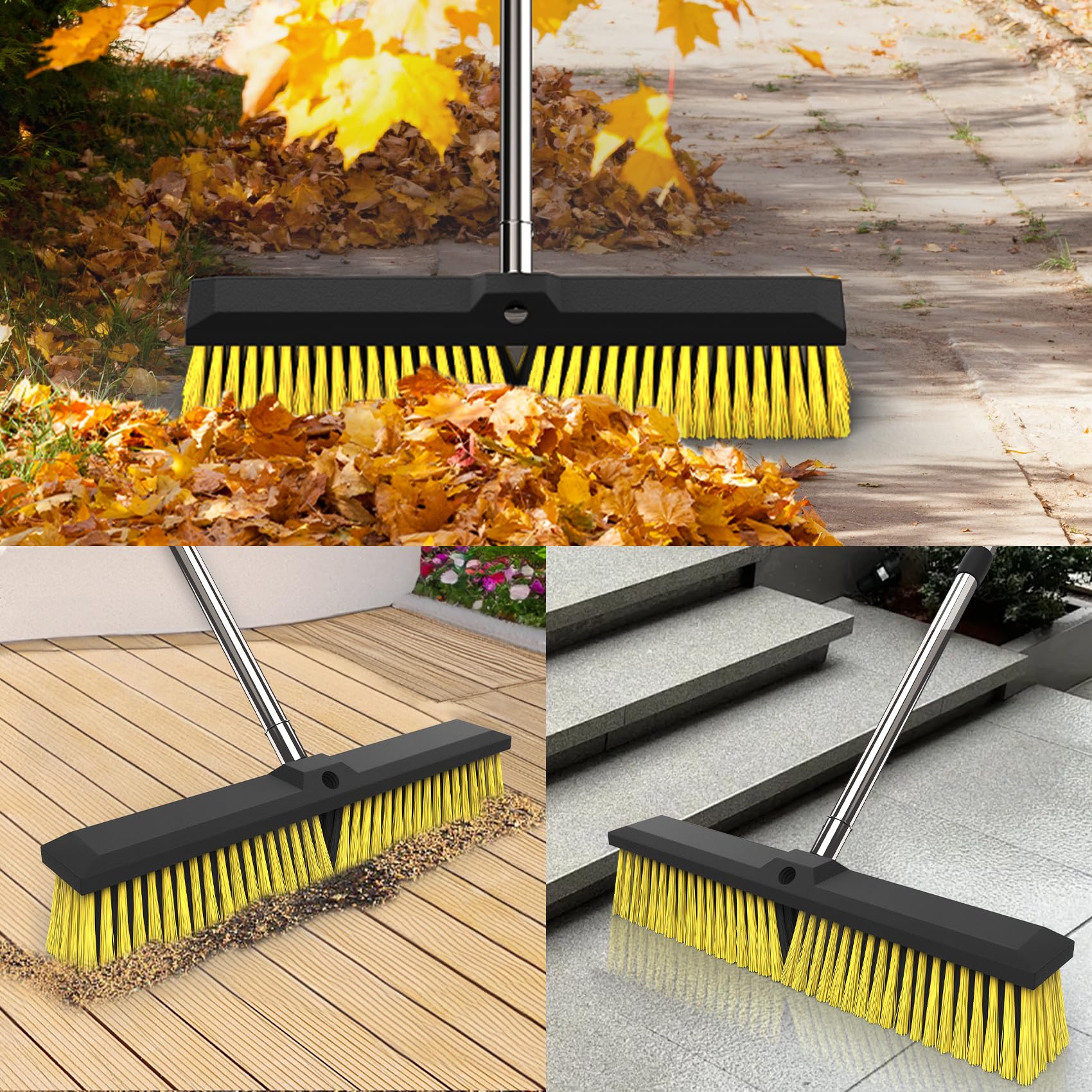 18 Inches Push Broom Outdoor with 65" Adjustable Handle