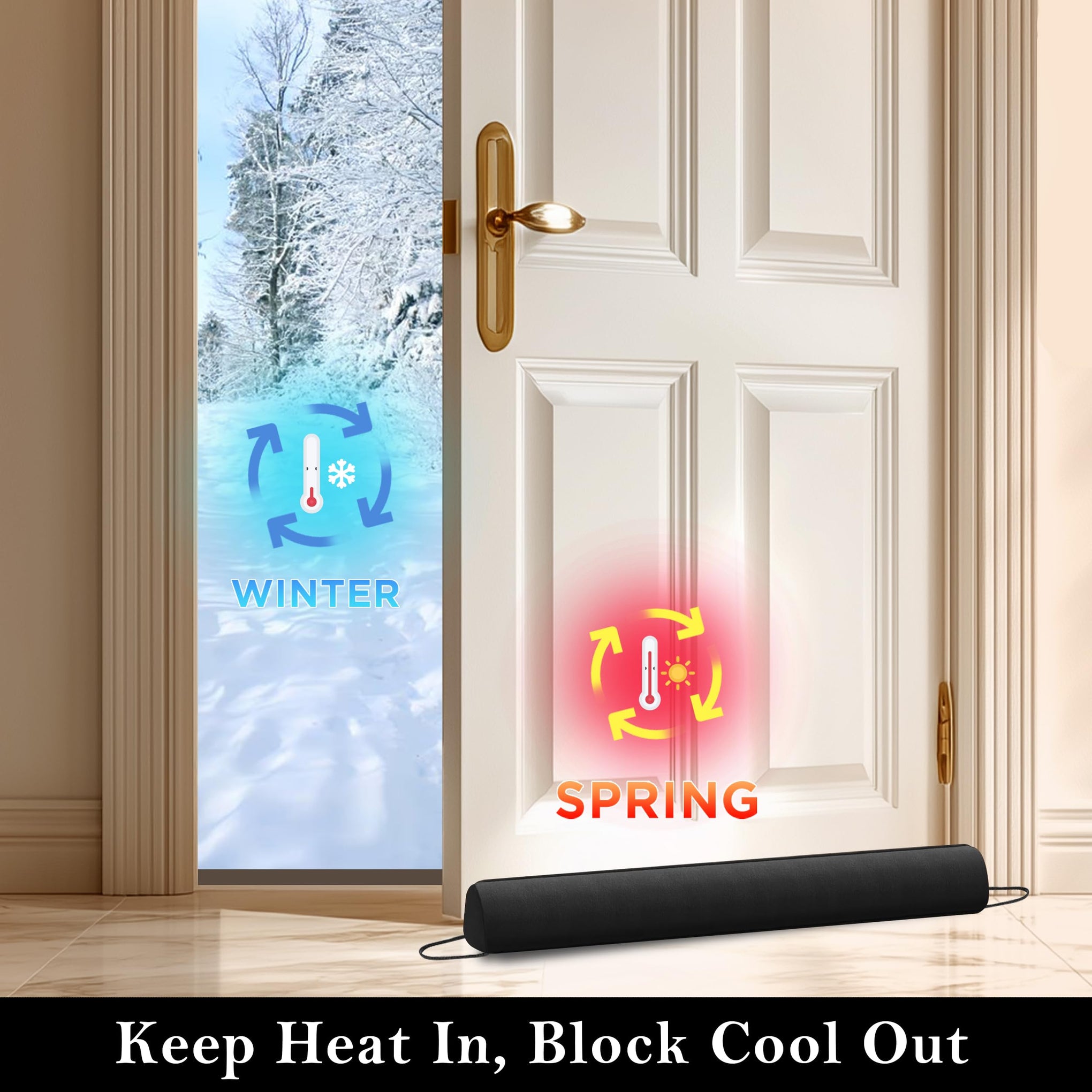 Door Draft Stopper with Removable Washable Cover