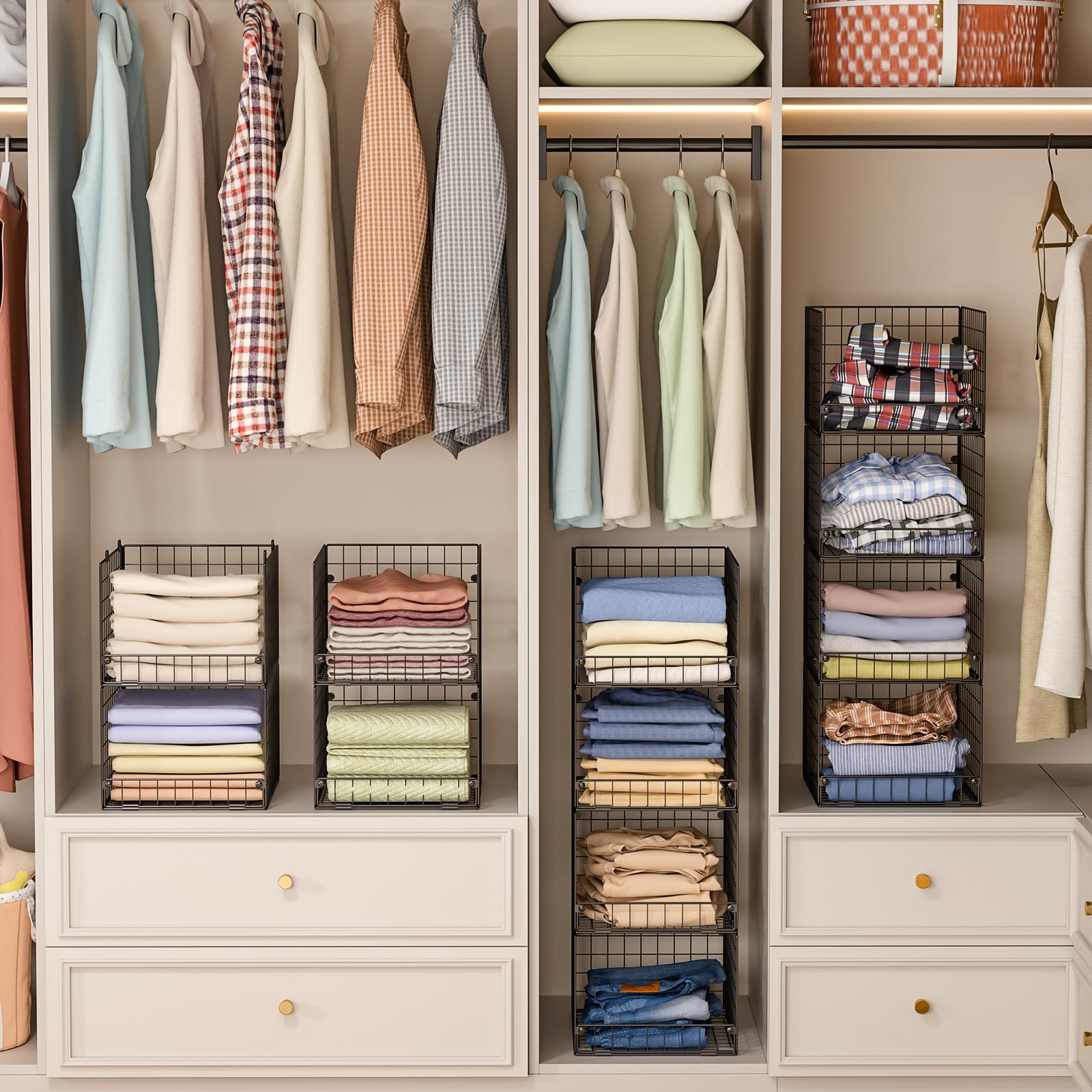 4 Tier Stackable Closet Organizers and Storage Shelves