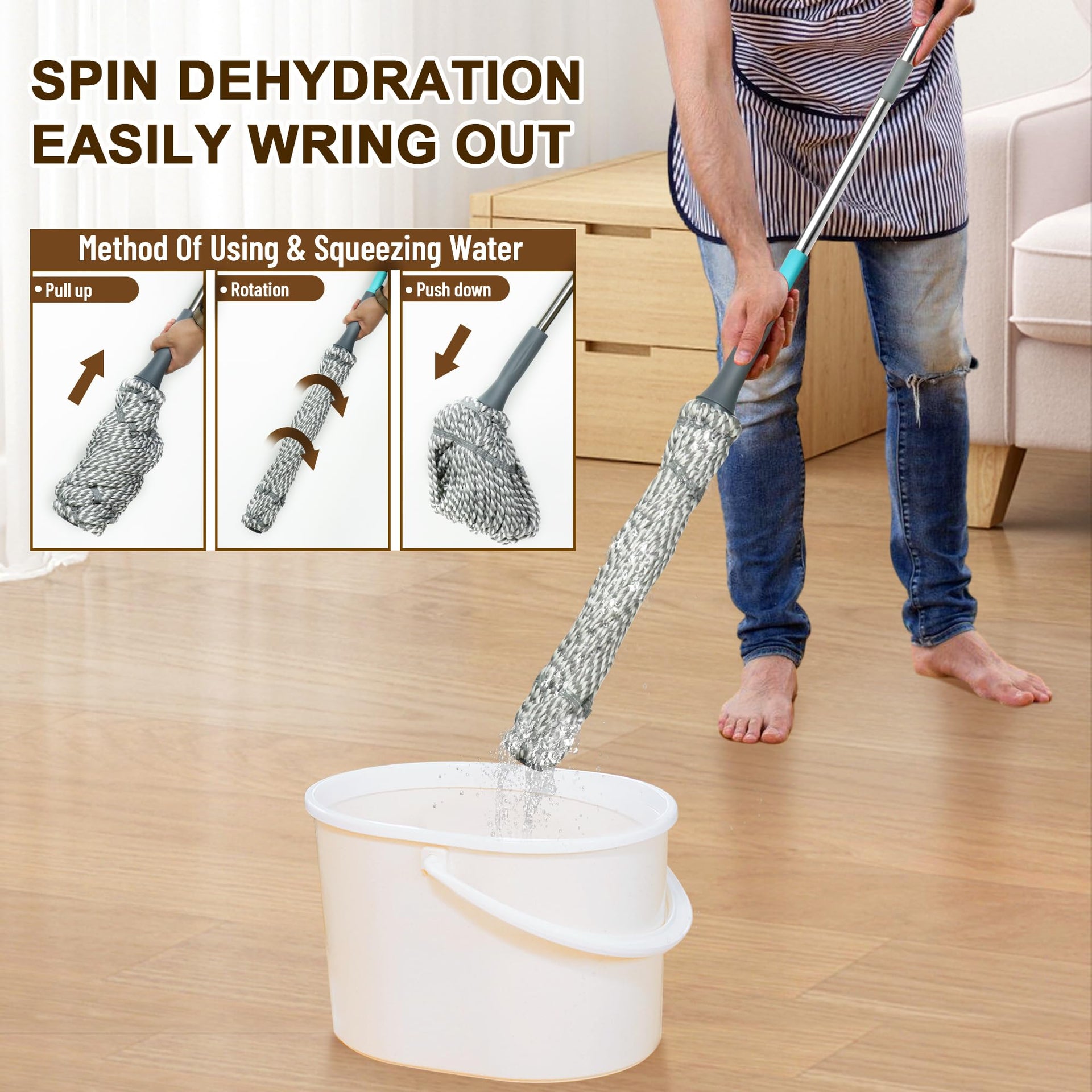 Self Wringing Mop Easy Squeeze Twist Mop