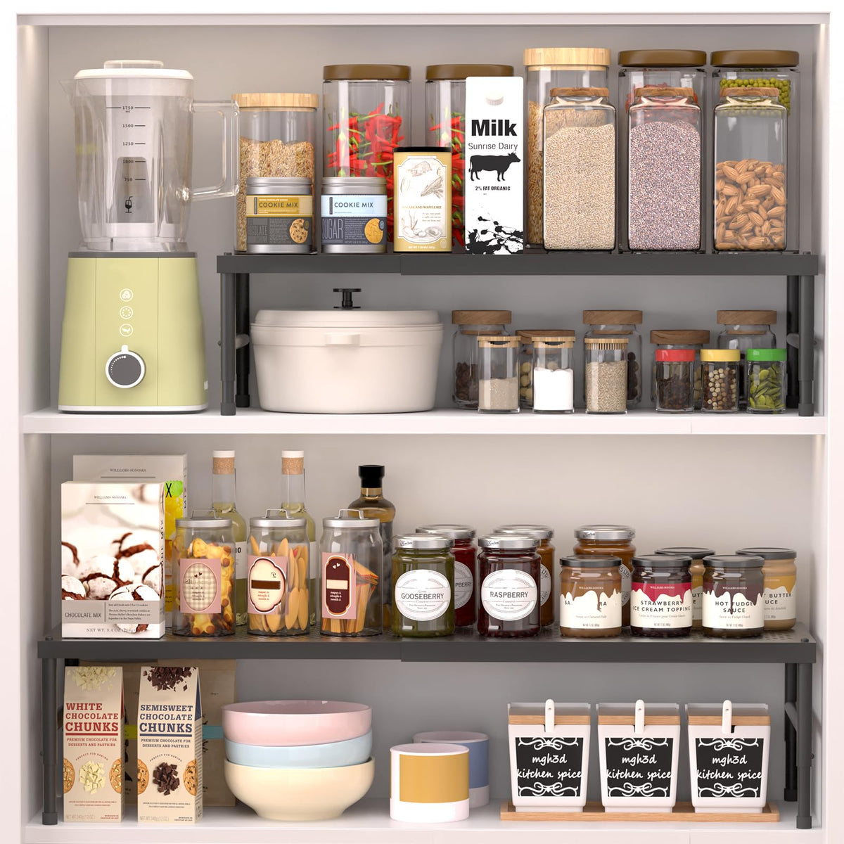 Expandable adjustable stackable kitchen organizer