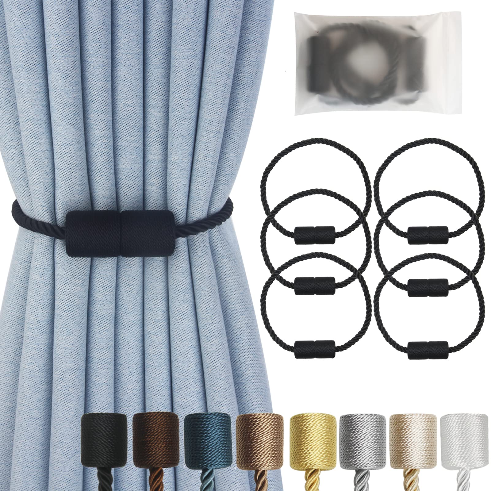 Magnetic Curtain Tiebacks Decorative Holdbacks Rope Tie Back Drapes Hangtty