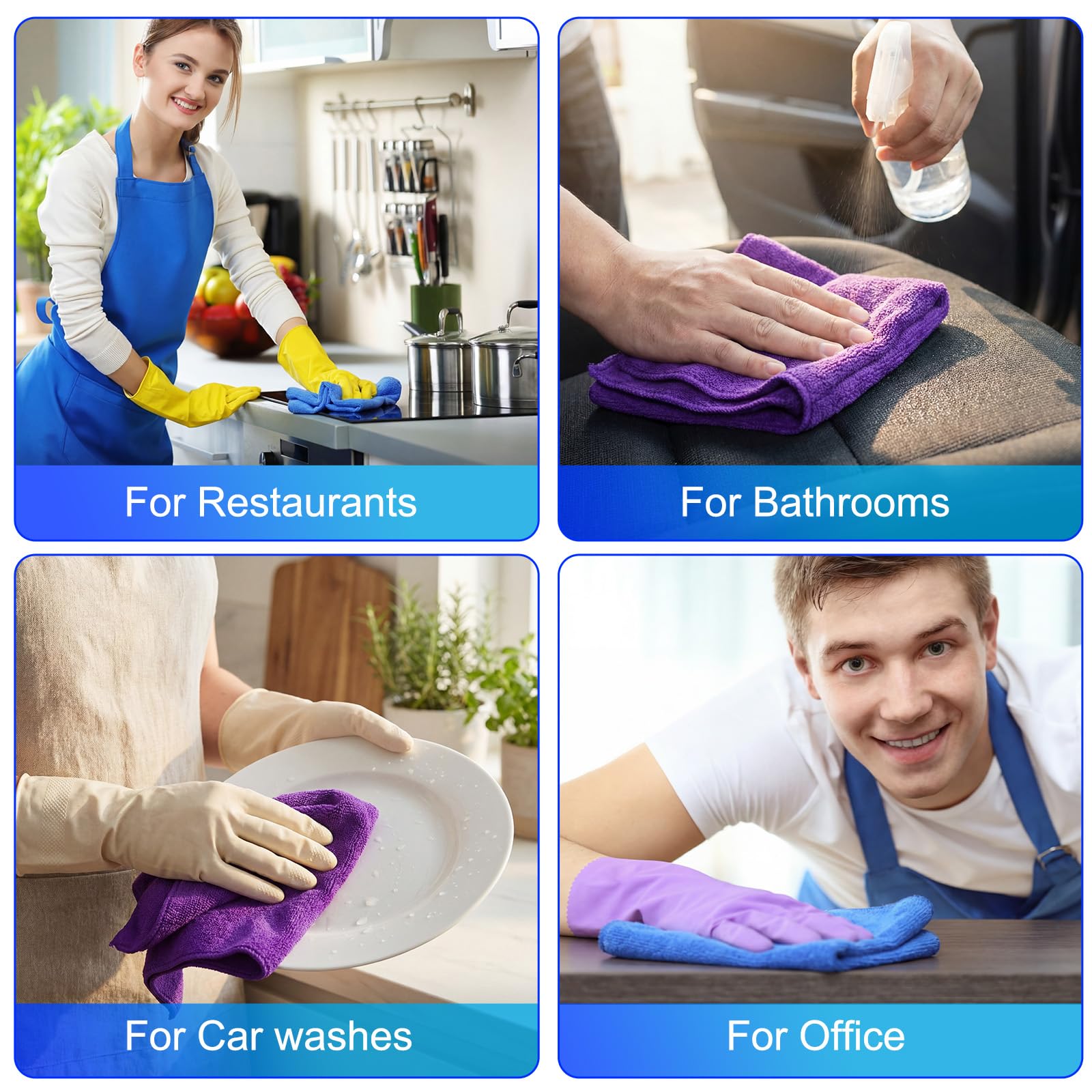 60 Pcs Microfiber Cleaning Cloths for Cars 16 x 16 Inch Ultra Absorbent Car Towels Drying Reusable Cleaning Supplies House Kitchen Window Microfiber Towel (60 Count)