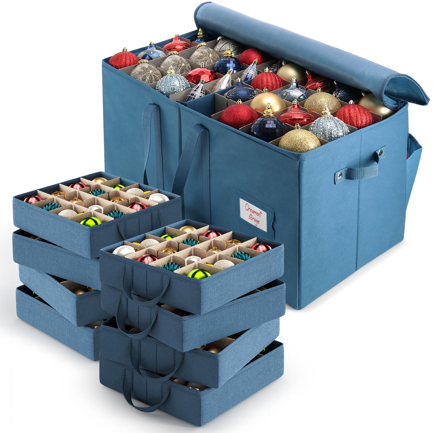 Large Christmas Ornament Storage Box With Adjustable Dividers (2 Count)
