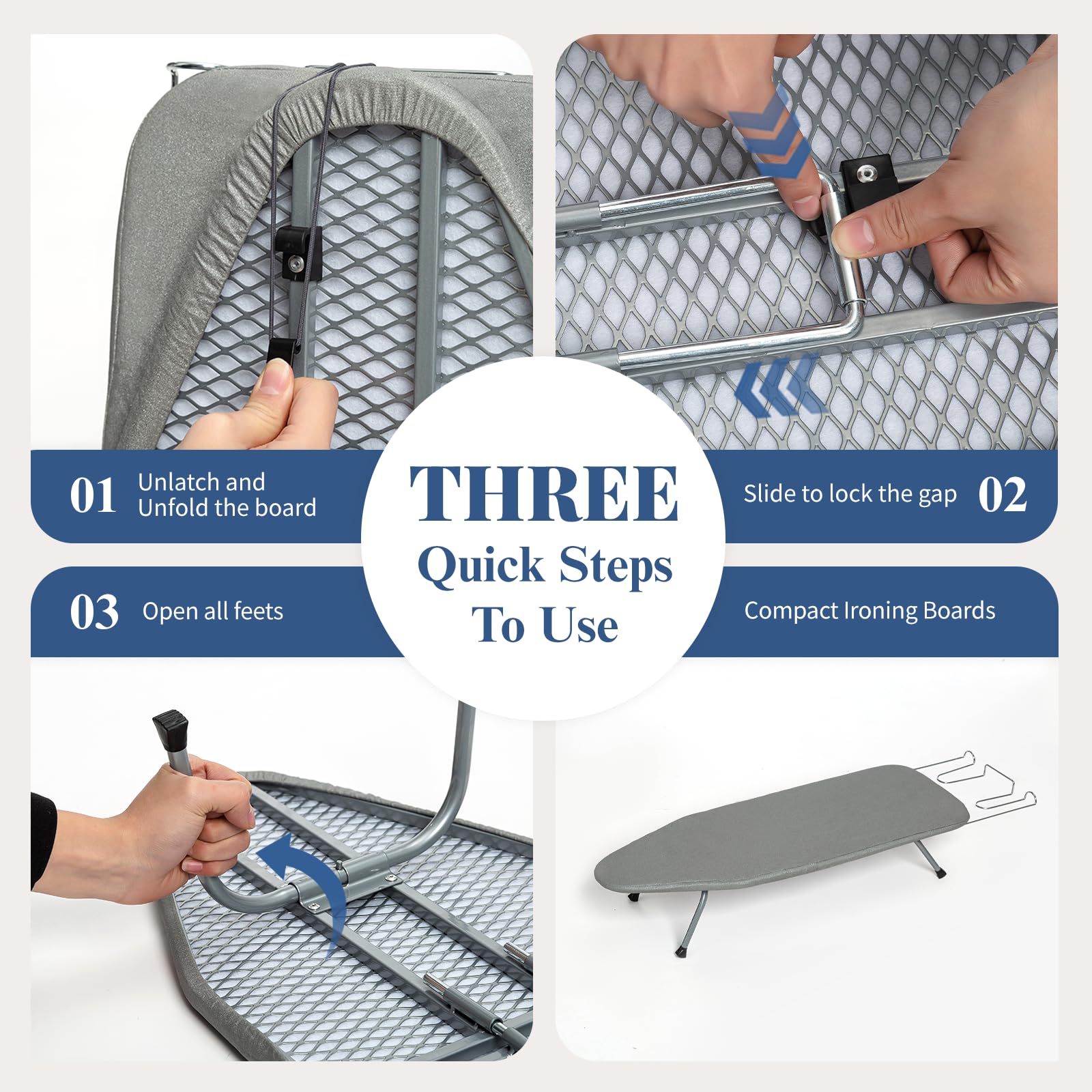 Tabletop Ironing Board with Iron Rest 31"x12" Grey