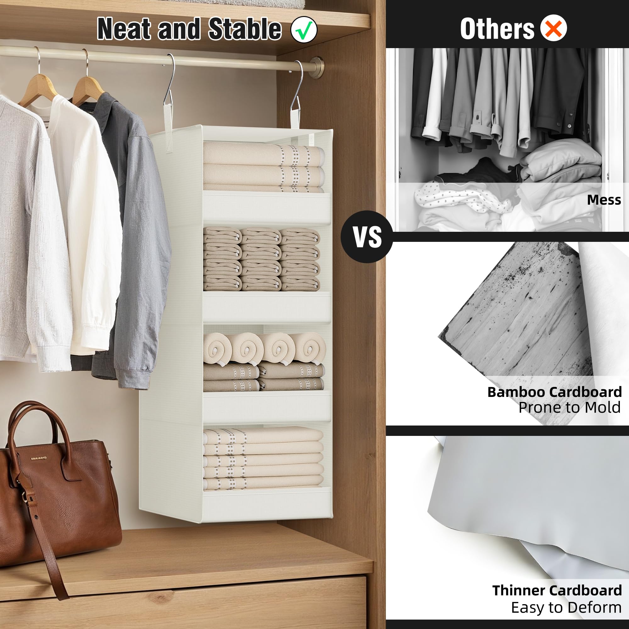 4 Shelf Hanging Closet Organizer