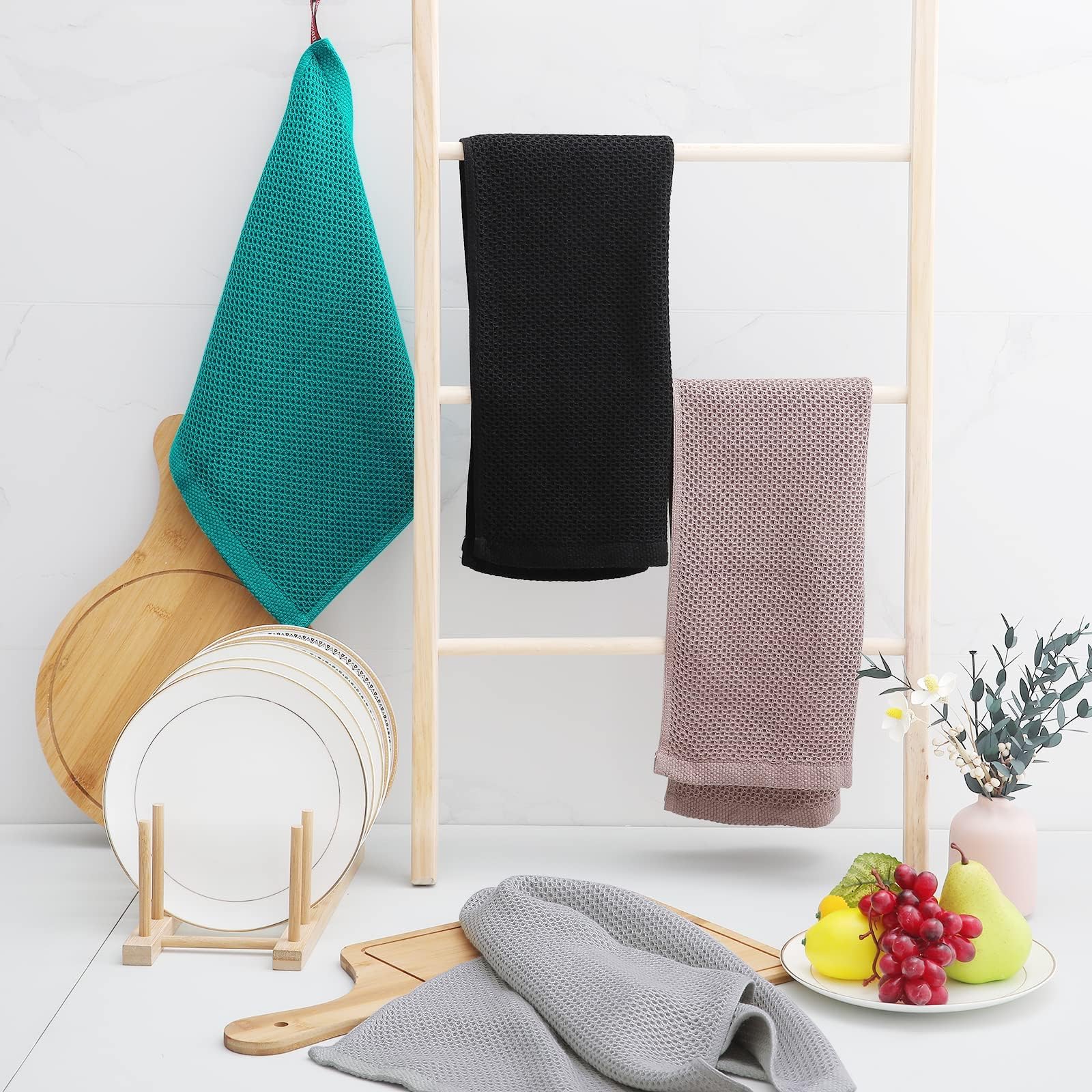100% Cotton Waffle Weave Kitchen Dish Towels 18 (18 Count)
