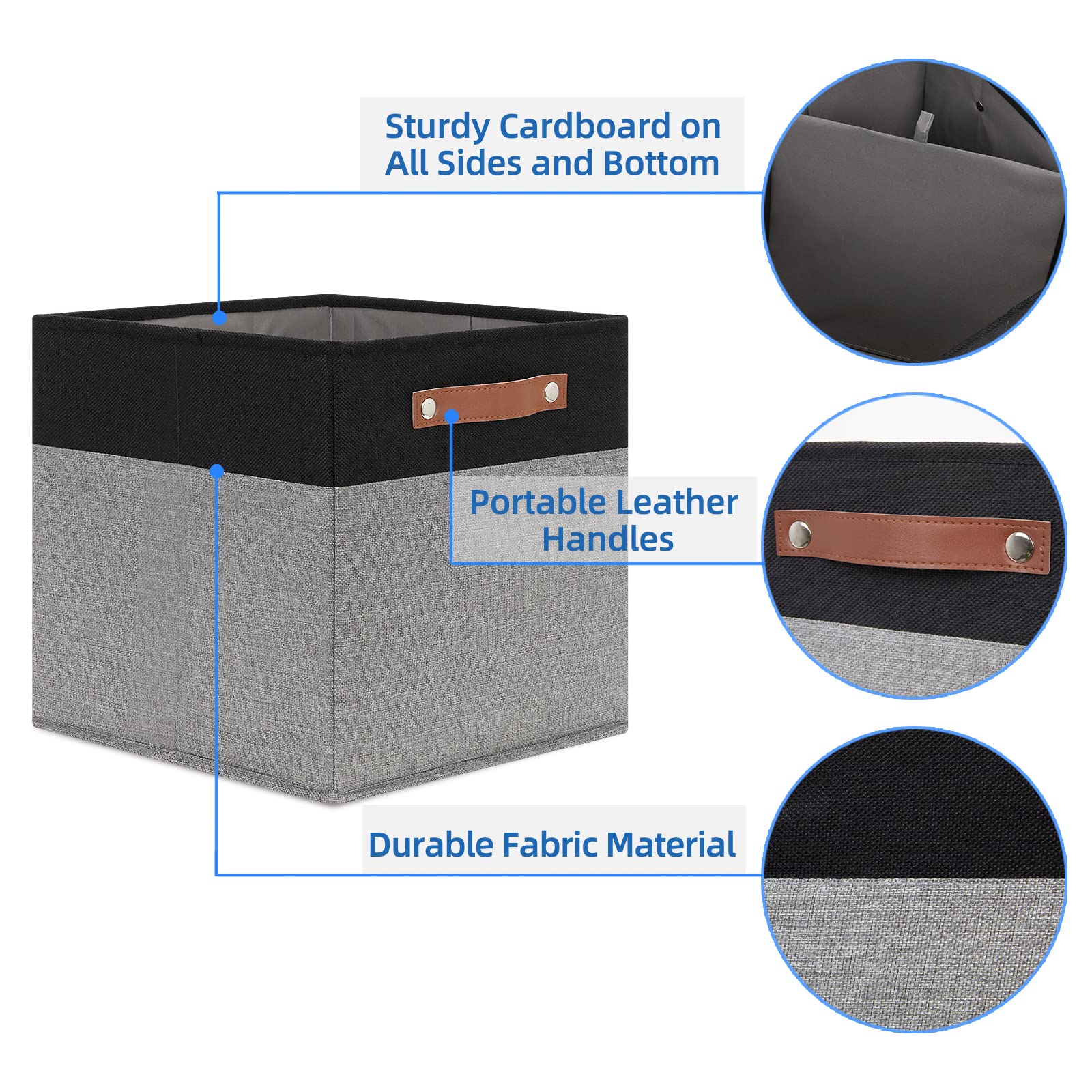 Fabric Cube Storage Bins 12 Inch Decorative Storage Cubes Baskets 4 Pack Foldable Cube Storage Bins for Closet (4 Count)