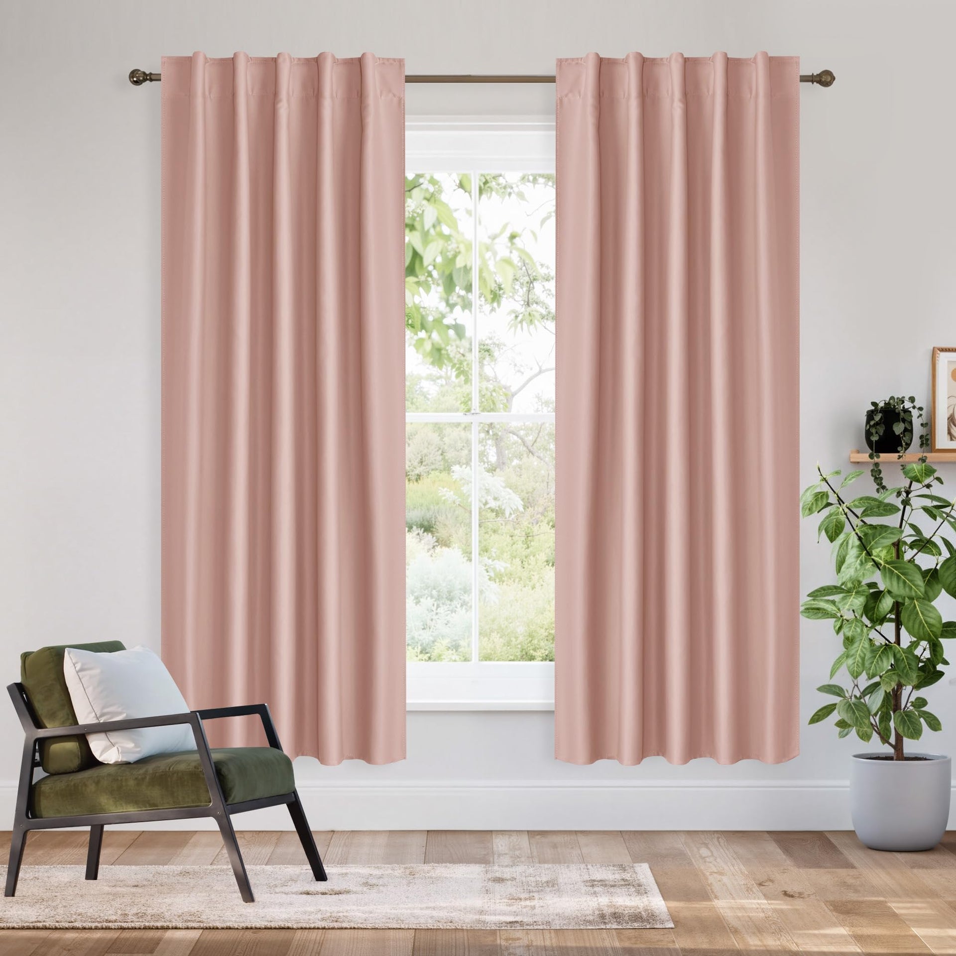 Bedroom Blackout Curtains 63 inches Long (2 Count)
