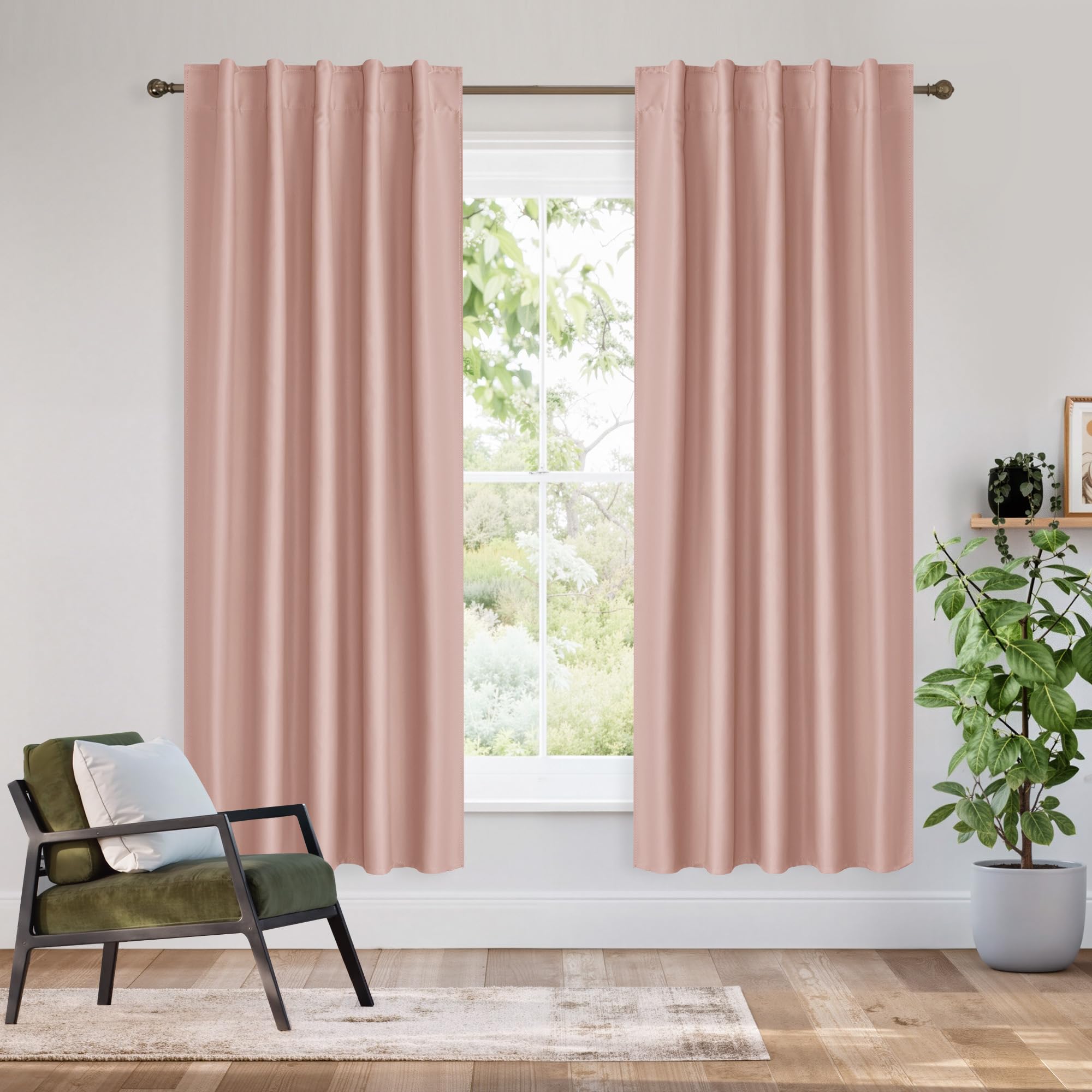 Bedroom Blackout Curtains 63 inches Long (2 Count)