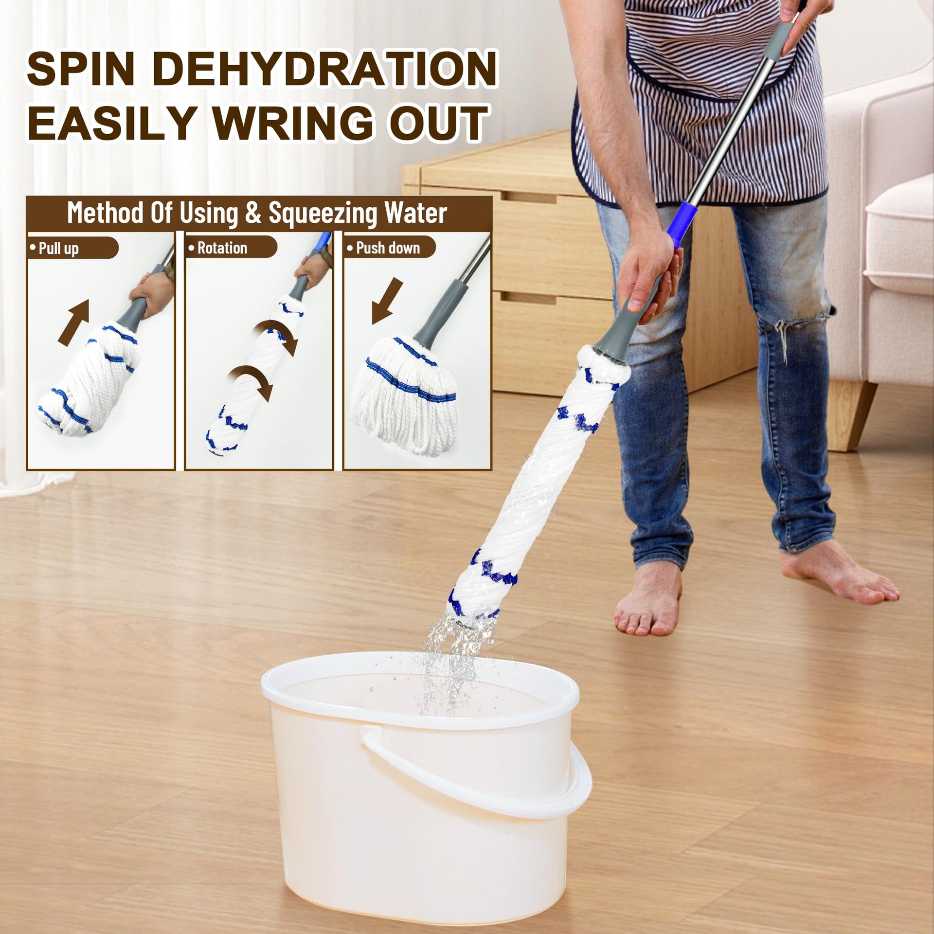 Self Wringing Mop Easy Squeeze Cleaning Twist Mop