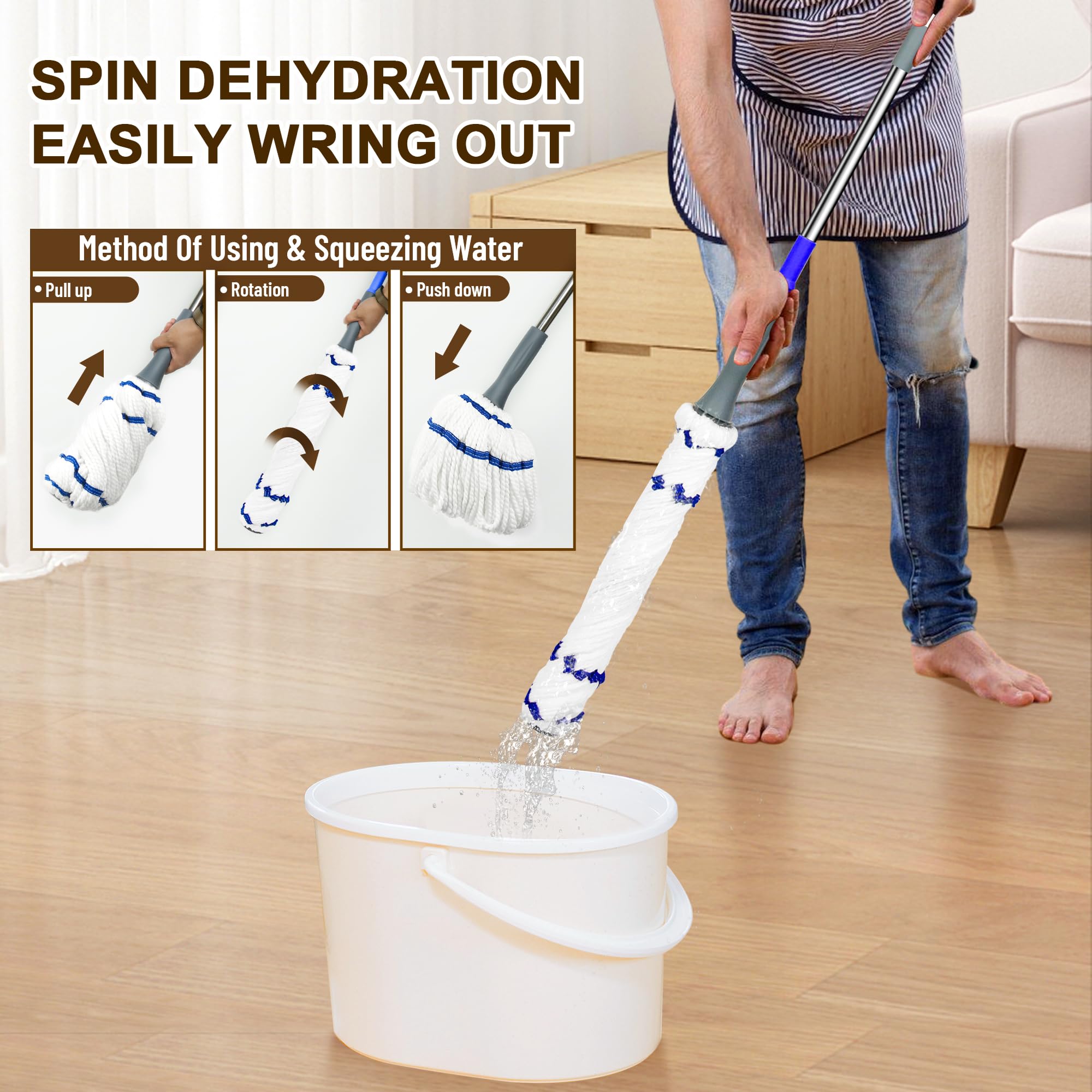 Self Wringing Mop Easy Squeeze Cleaning Twist Mop