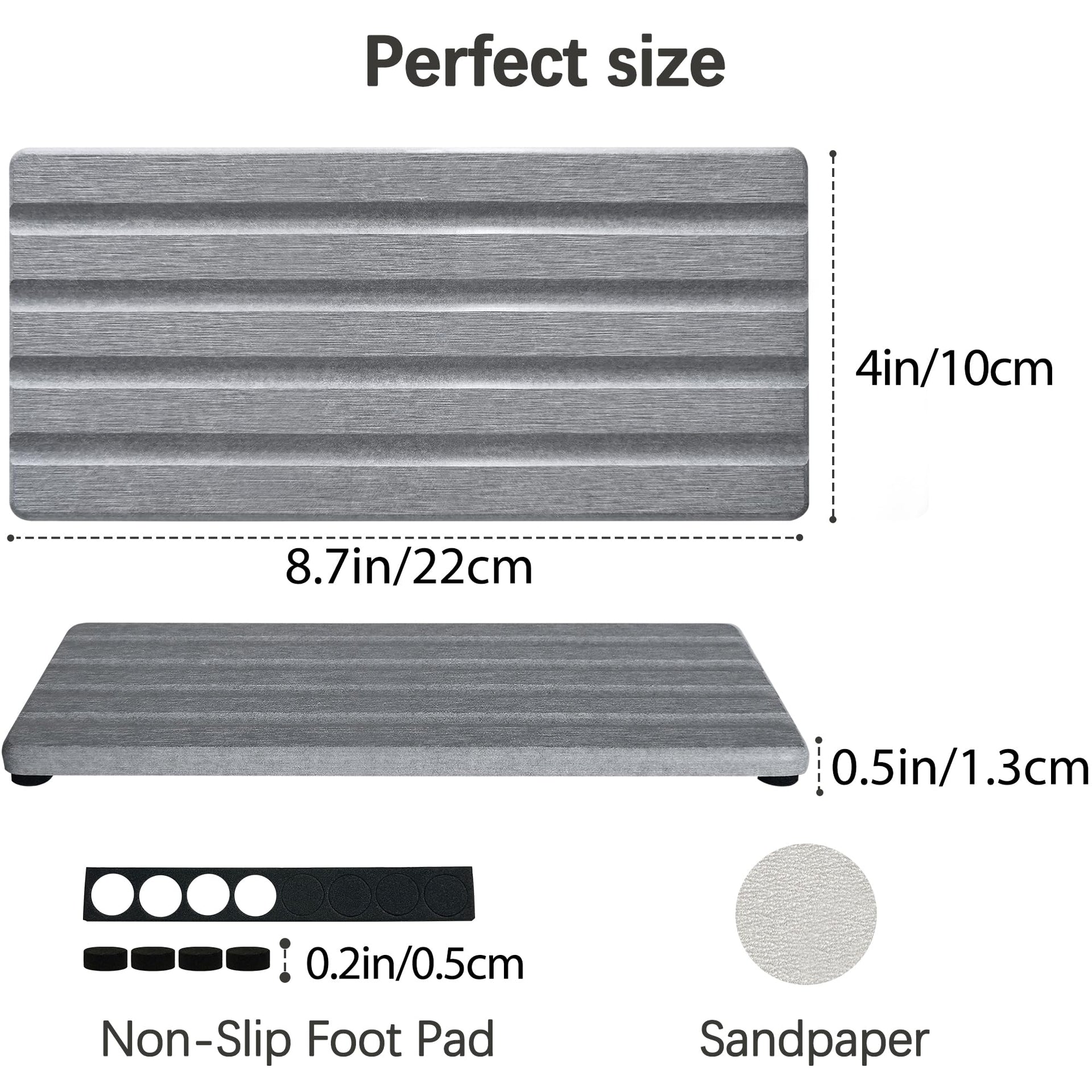 Diatomite Soap Dish Holder Water Absorbing Stone Tray Bathroom Countertop (2 Count)