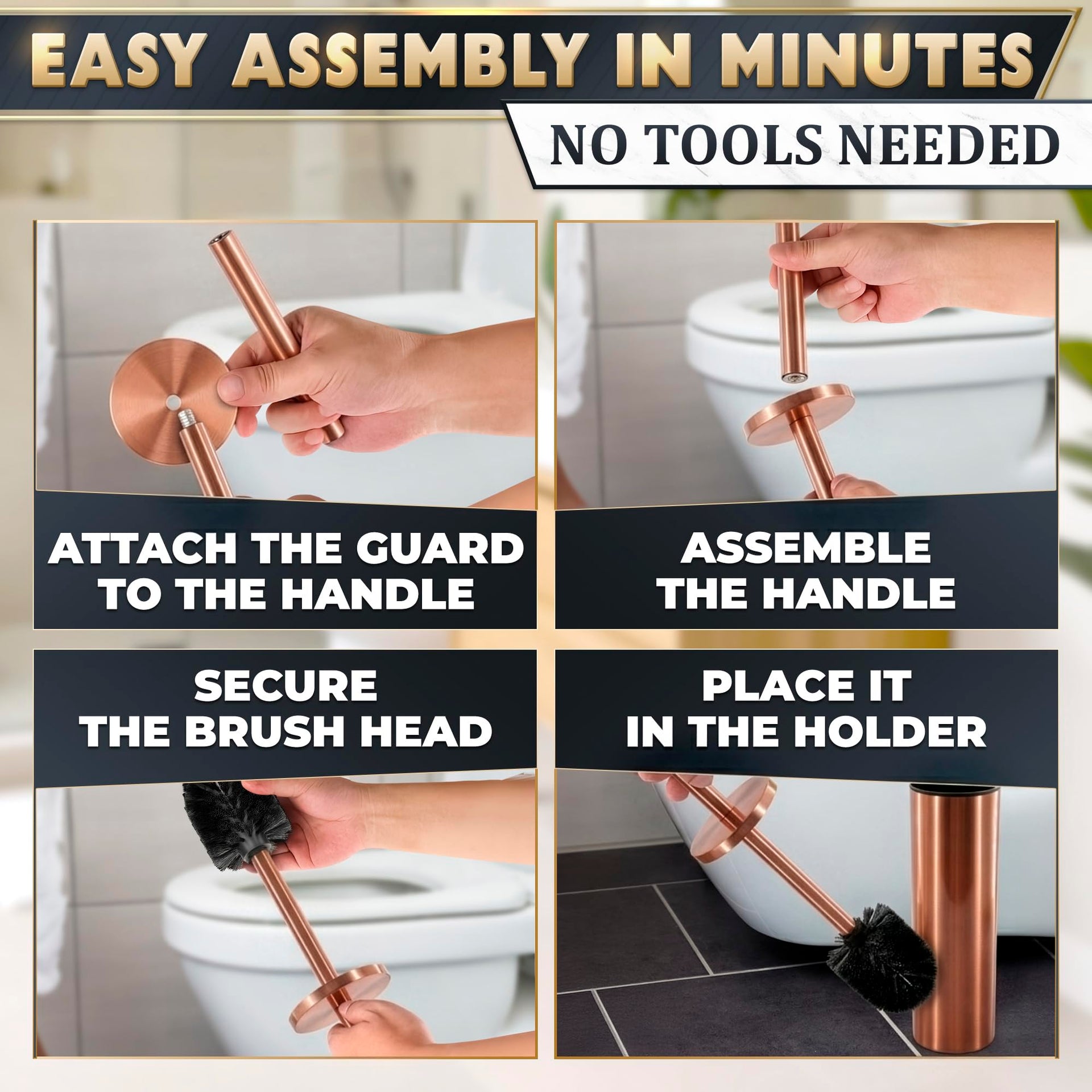 Bronze Toilet Brush and Holder Set for Modern Bathrooms