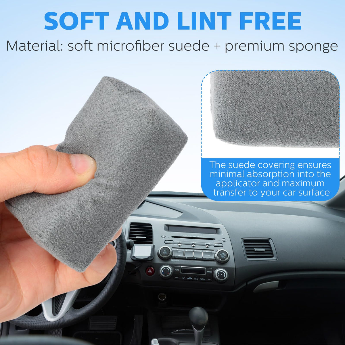 12 Pack Microfiber Applicator Pads Suede Car Detailing Sponge Ceramic Coating Applicator Pads Coating Sponge for Cars Graphene Metal Plastic Trim Ceramic Spray Applying Wax (12 Count)