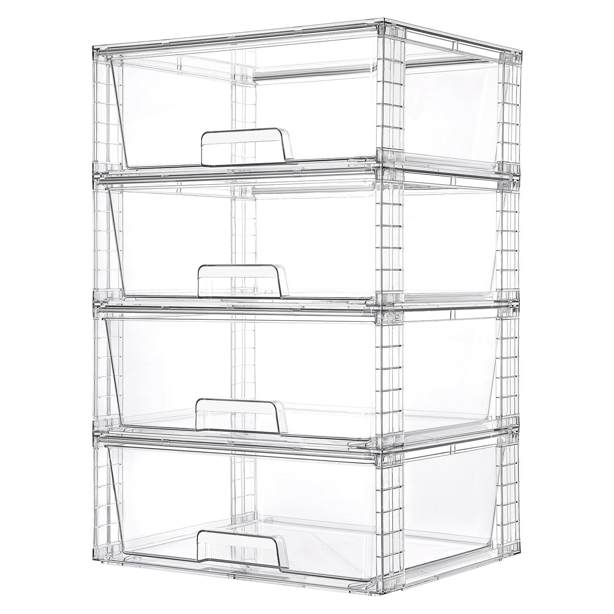 4 Pack Large Clear Stackable Storage Drawers for Closet (4 Count)