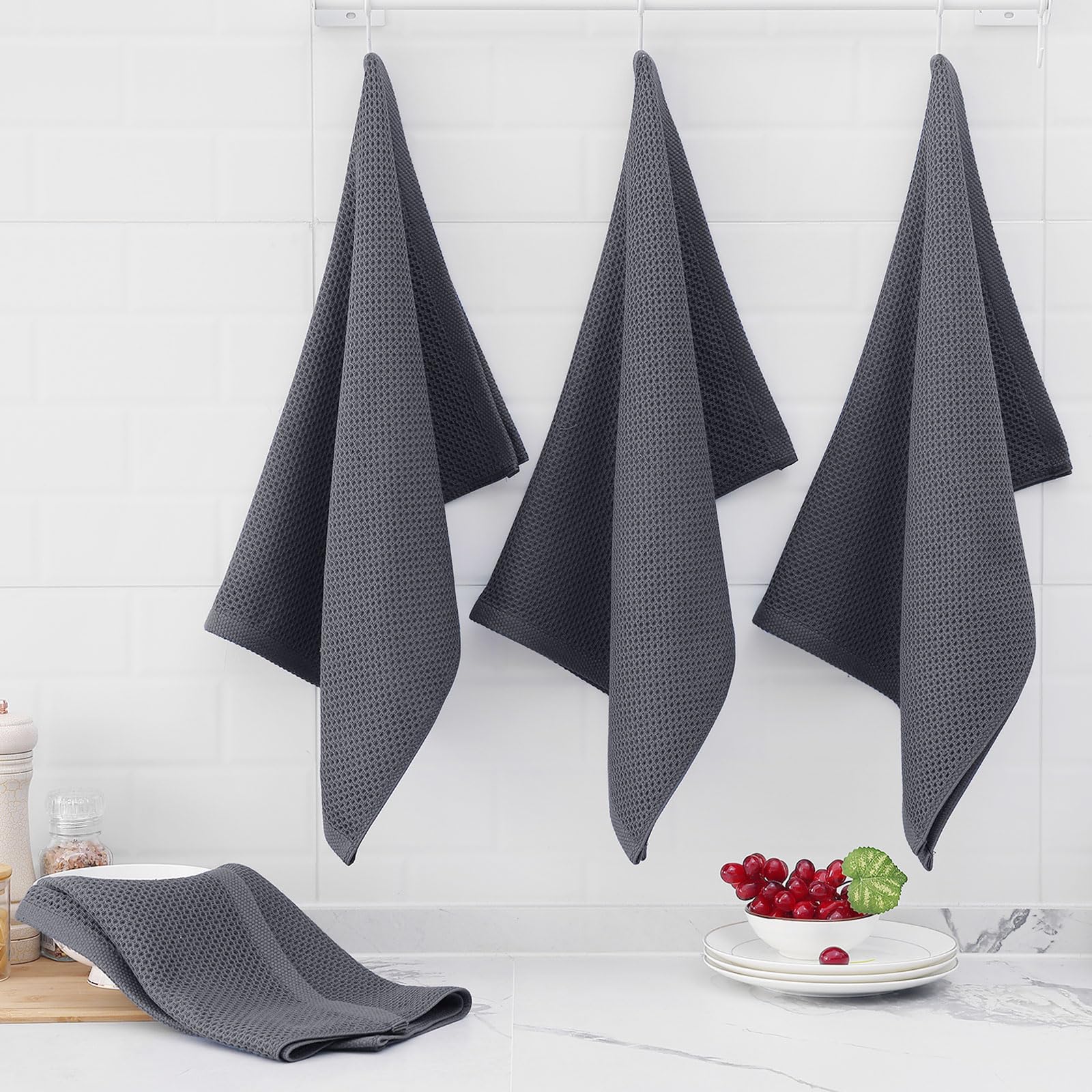 100% Cotton Oversized Waffle Weave Kitchen Towels 12 (12 Count)
