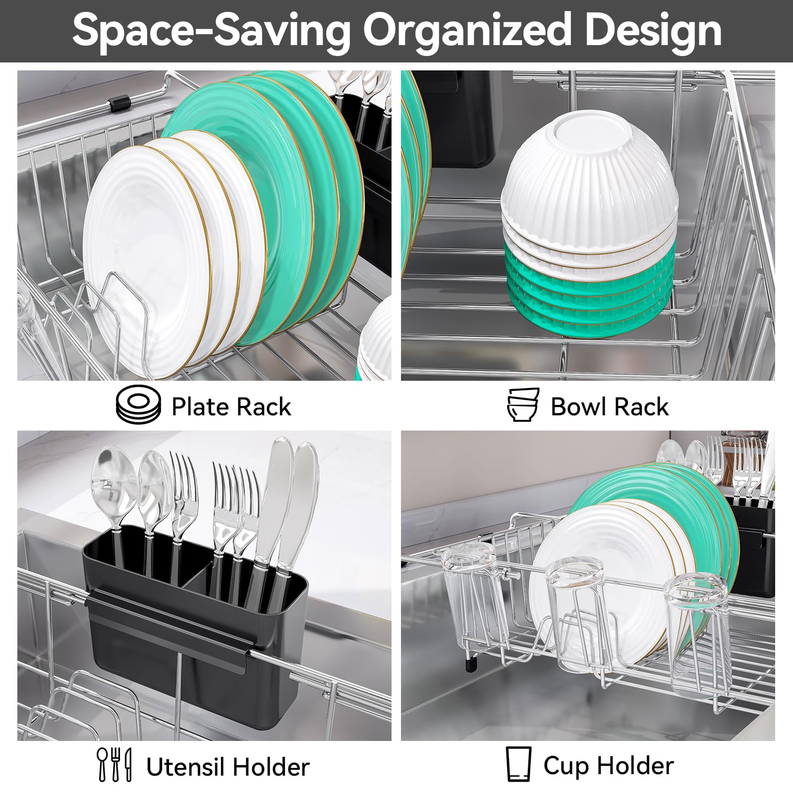304Stainless Steel Expandable Over Sink & in Sink Dish Rack
