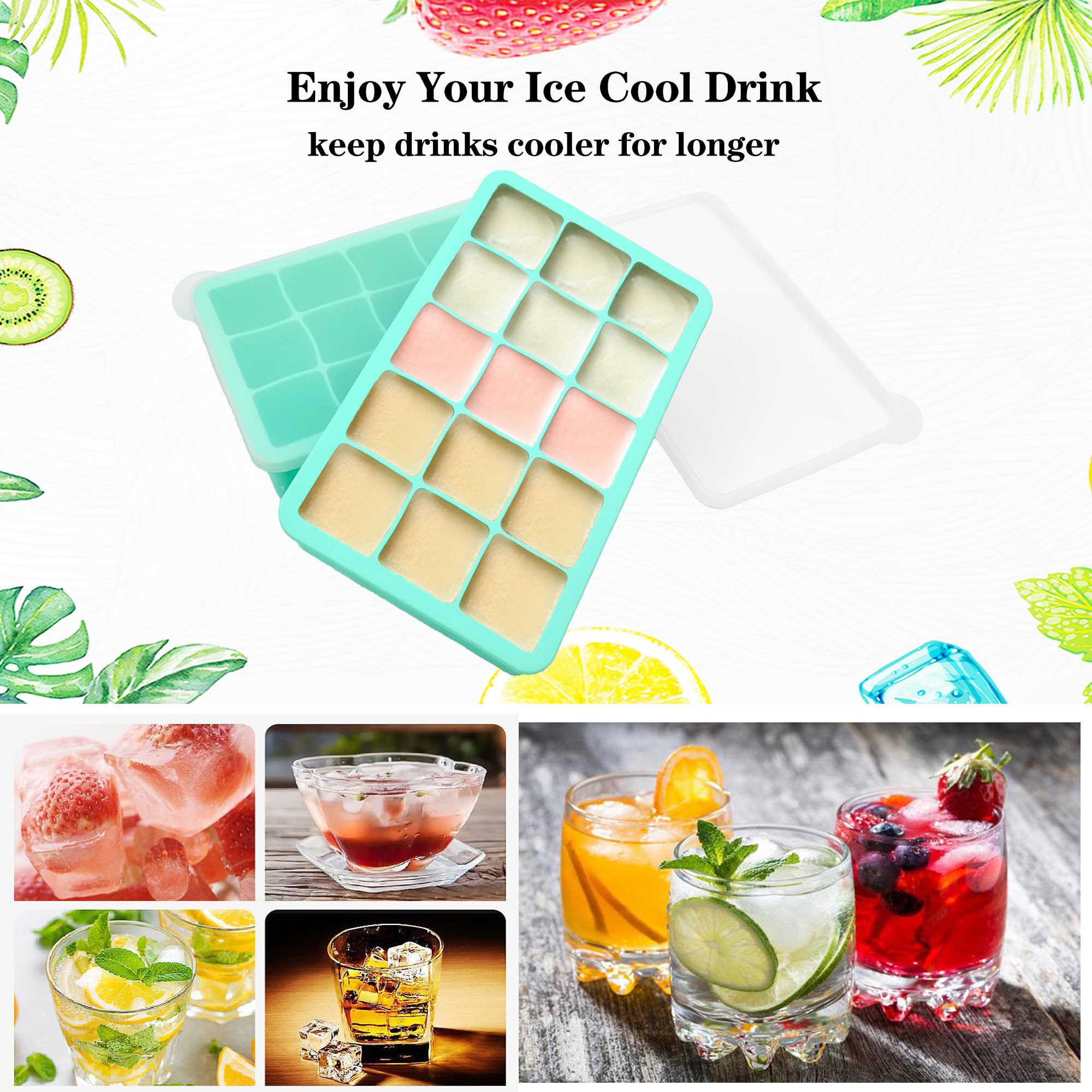 2 Pack Silicone Ice Cube Trays (5.76 Ounce)