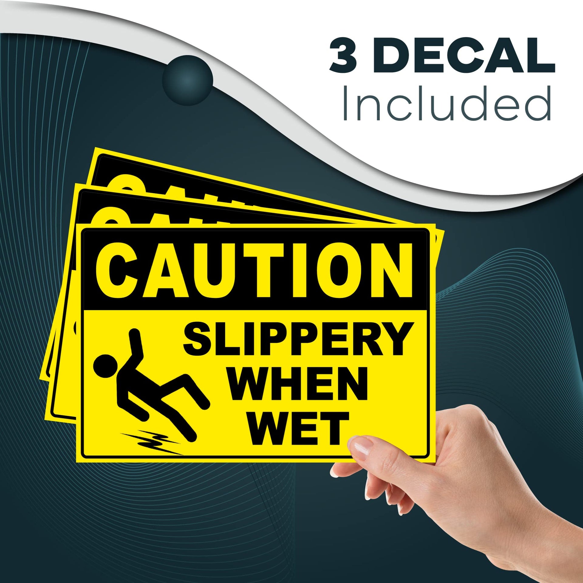 Caution Slippery When Wet Stickers (3 Count)
