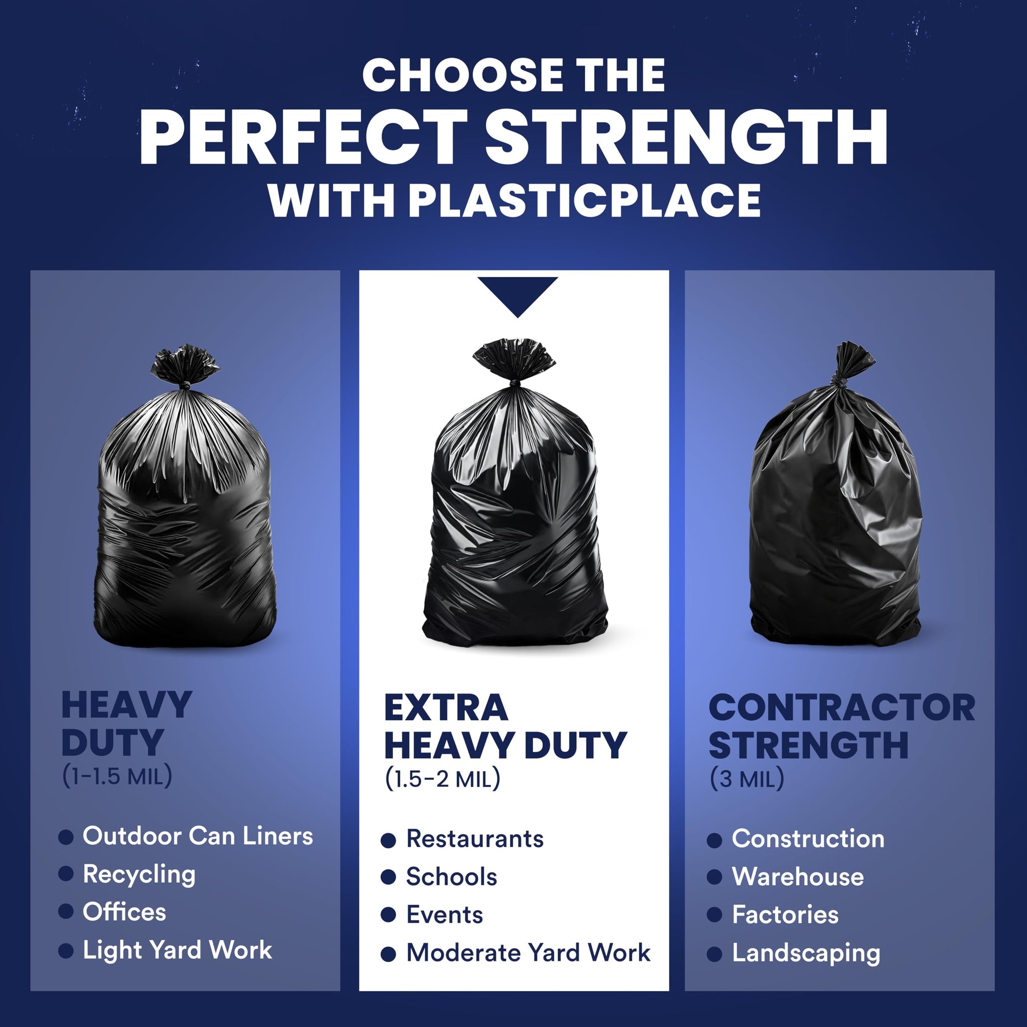 55 60 Gallon Trash Bags │ 1.5 Mil │ Black Heavy Duty Garbage Can Liners │ 36” x 58” (100 Count)