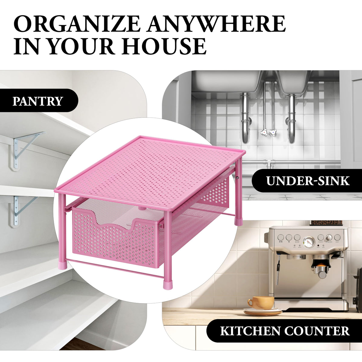Stackable Cabinet Basket Drawer Organizer