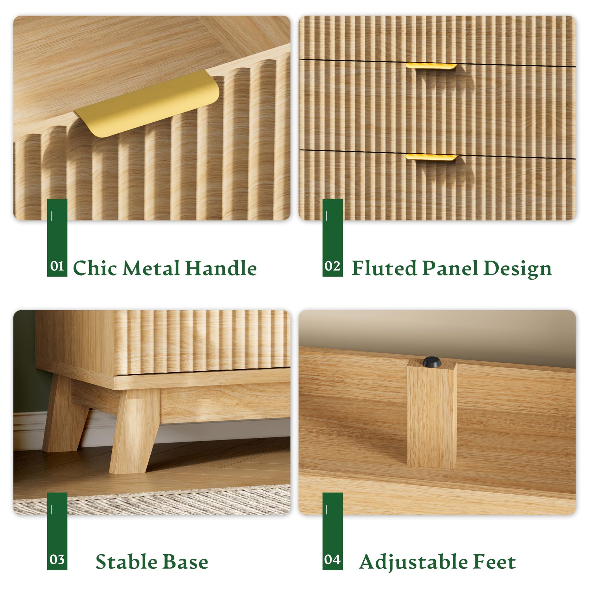 Fluted Dresser with 7 Drawers